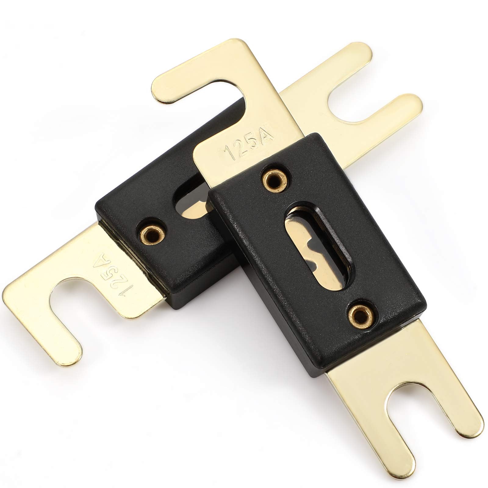 Bbto 5 Pieces 125 Amp Anl Inline Fuse Gold Plated Fuse For Car Vehicle Audio Video System (125 Amp, 32V, Copper Alloy)