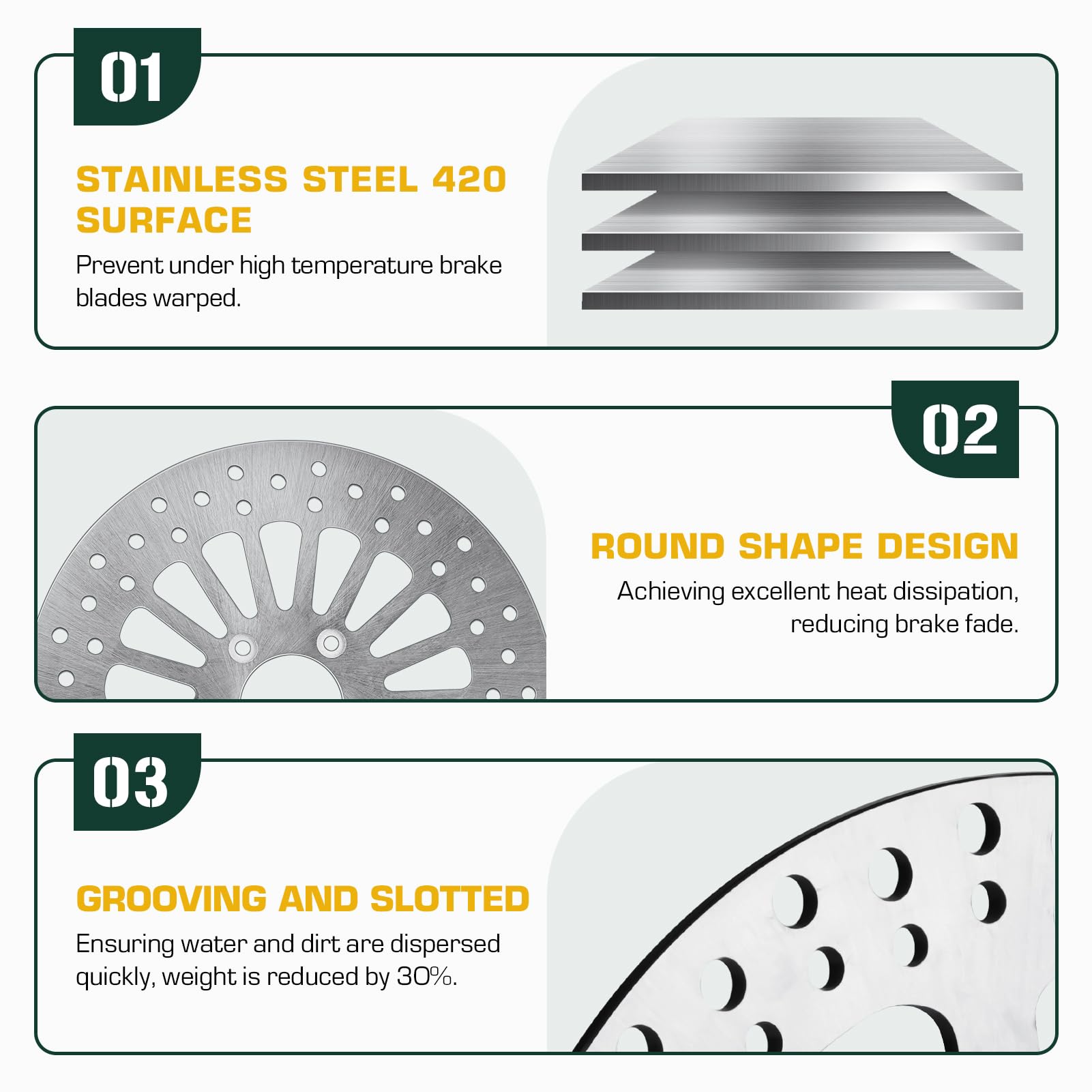 Youxmoto 2Pcs Front Brake Rotor 11.8' For Harley 2008-2020 Road King/Road Glide Electra/Street Glide/Tri Glide Ultra Classic (Flhr/Fltr/Flht/Flhx), Stainless Steel Sus 420 Brake Disc Rotor