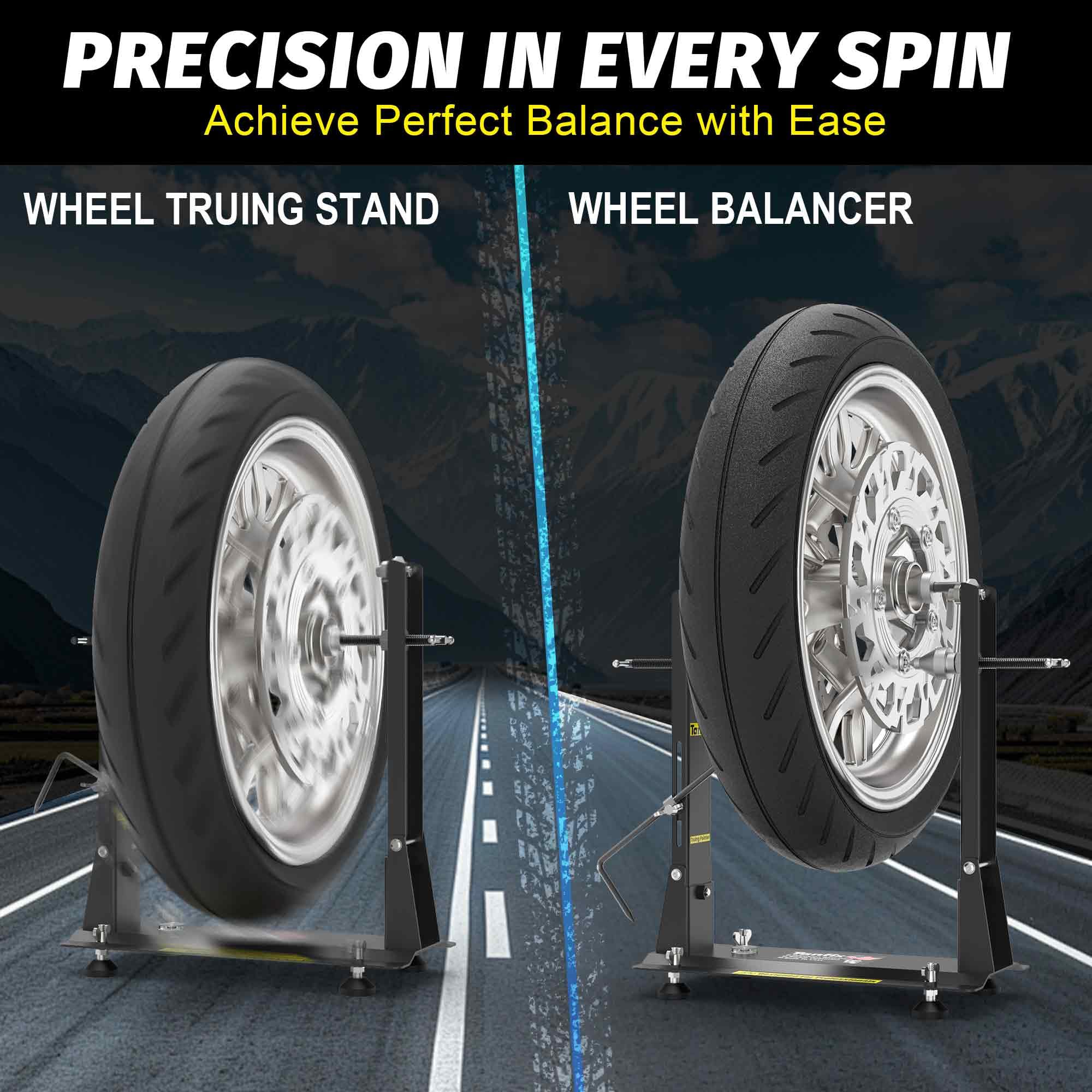 Tanfix Motorcycle Wheel Balance Stand, Heavy-Duty Single-Axle Wheel Balancing Tool For Static & Dynamic Tire Alignment, Balancer