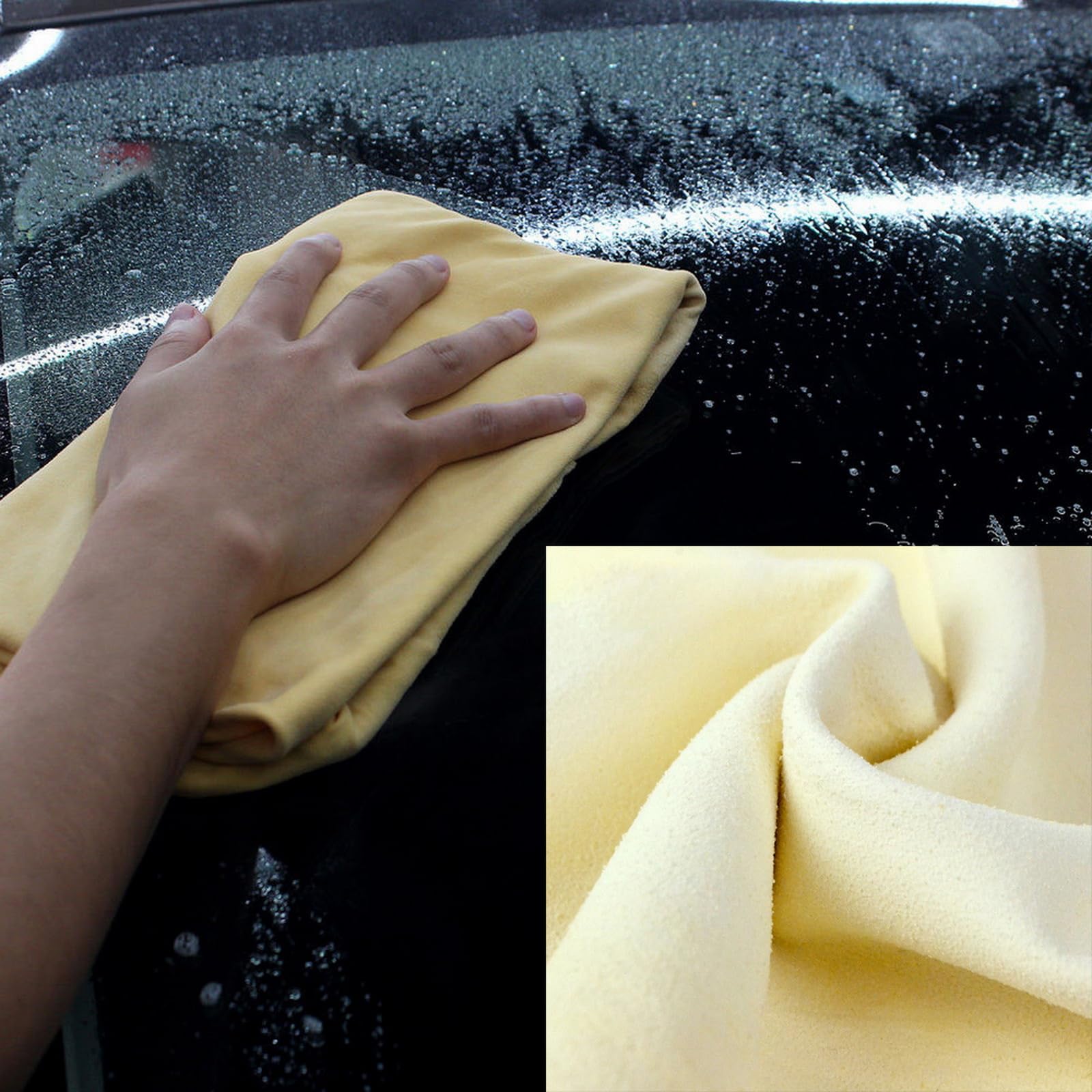Sueiannmn Car Nature Chamois Real Leather Washing Cloth Cleaning Towel Wipes Clean Cham H88 (40X70Cm)