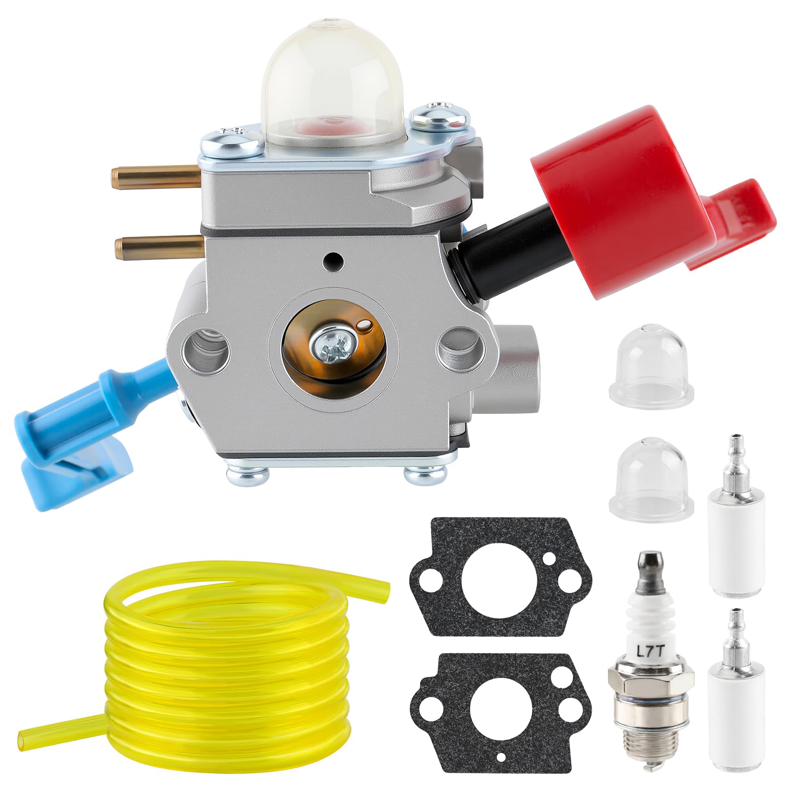 Autokay C1U-W46 Carburetor Carb Kit Fits For Many Craftsman Poulan 545180864 For Weedeater Fb25 Fb-25 Blower For Zama C1U-W51B For Husqvarna Fb25 952711937 2004-2009 Handheld Trimmer W/Fuel Filter