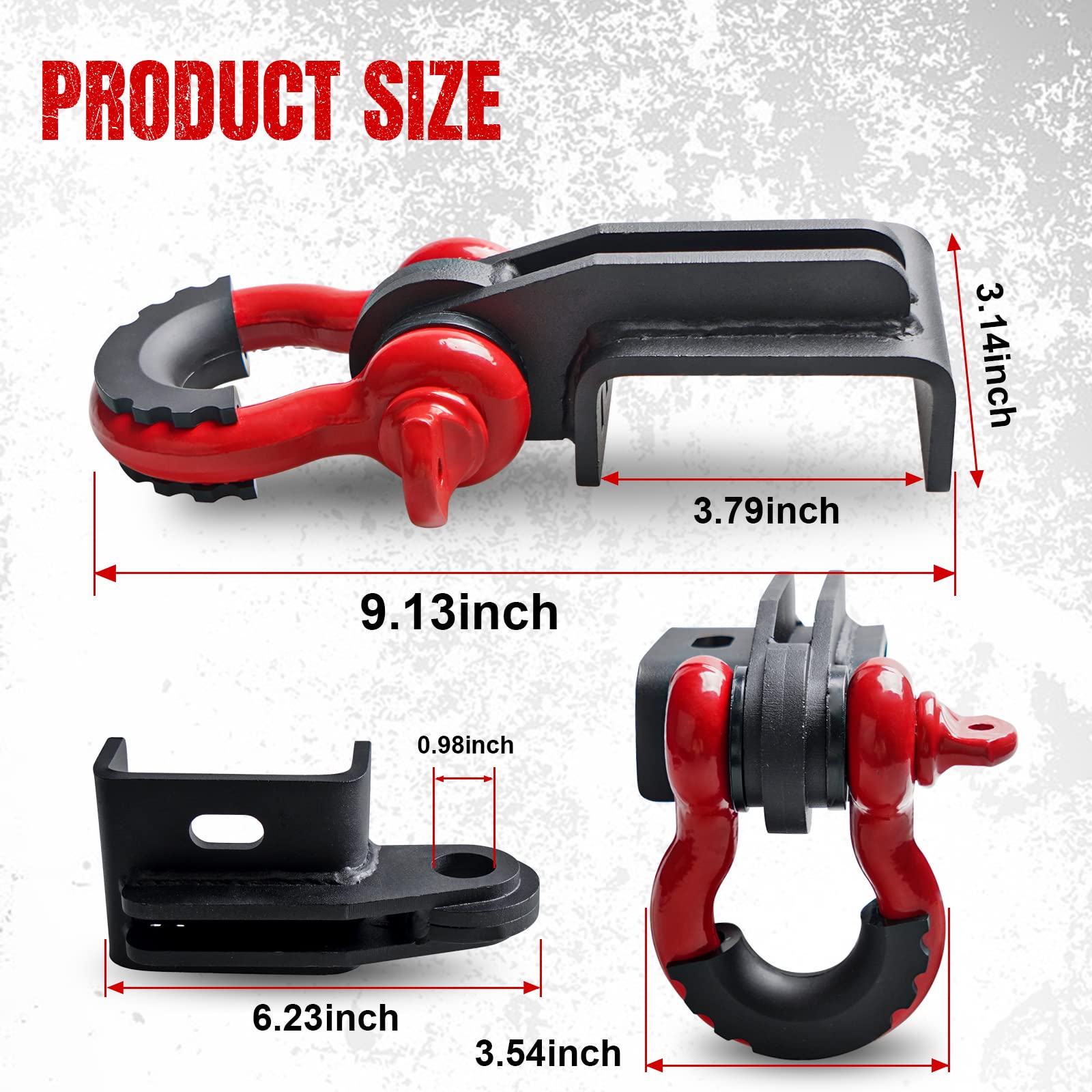 GSTP Front Demon Tow Hook Bracket with D Ring Shackle Compatible with Toyota Tacoma 2009-2023