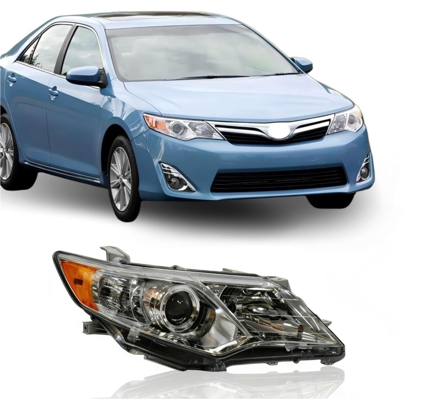 ILAMP Halogen Headlight w/White Background Fit For 2012-14Toyota Camry LE/SE/XLE HeadLamp (Right Passenger) RH8110-06470 CM12A06