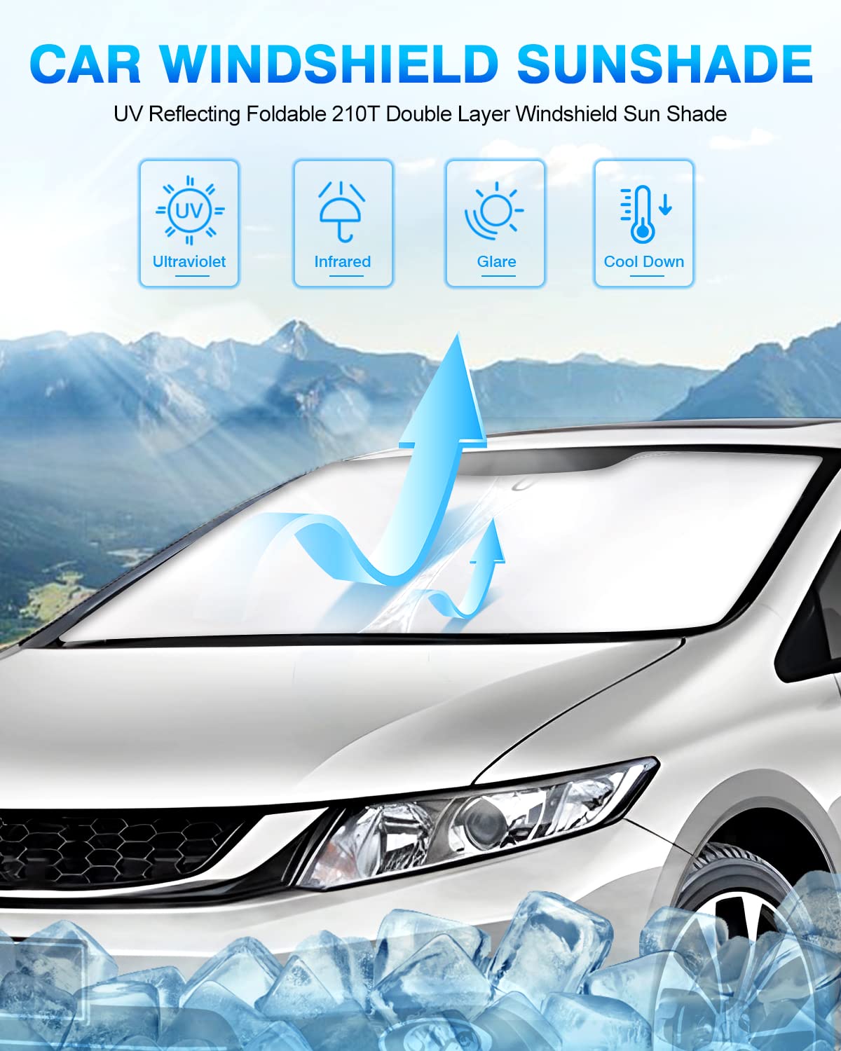 Kust Windshield Sun Shade For 2006-2011 Honda Civic Window Shade Sun Visor Cover Foldable Blocks Uv Rays Keep Your Car Cooler