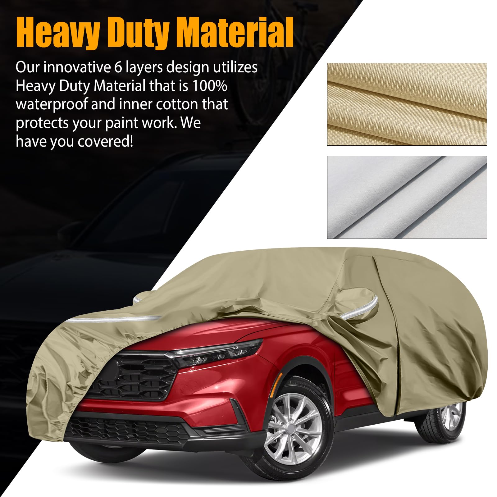 Waterproof Car Covers Replace for 2002-2025 Honda CRV, Multilayer Heavy Duty with Cotton Liner All Weather Car Cover with Zipper