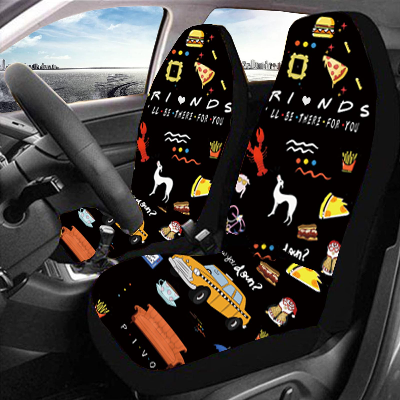 12Pcs Car Accessories Set,Funny Tv Show Merchandise,Car Seat Cover,Steering Wheel Cover,Universal For Auto Truck Van Suv