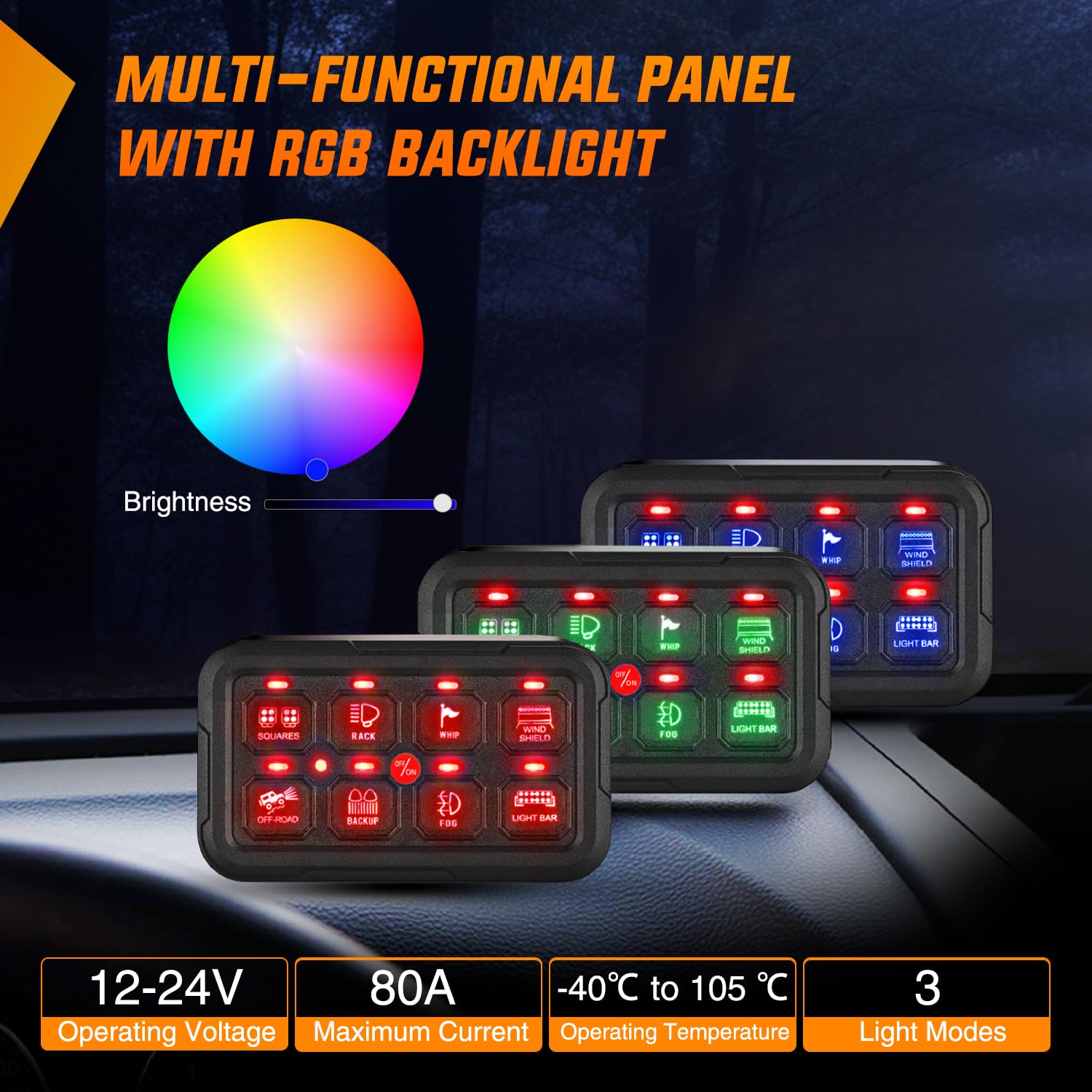 Nilight 8 Gang Switch Panel Circuit Control Relay System APP RGB Backlight Fuse Wiring Harness Automatic Dimmable ON Off LED Swi