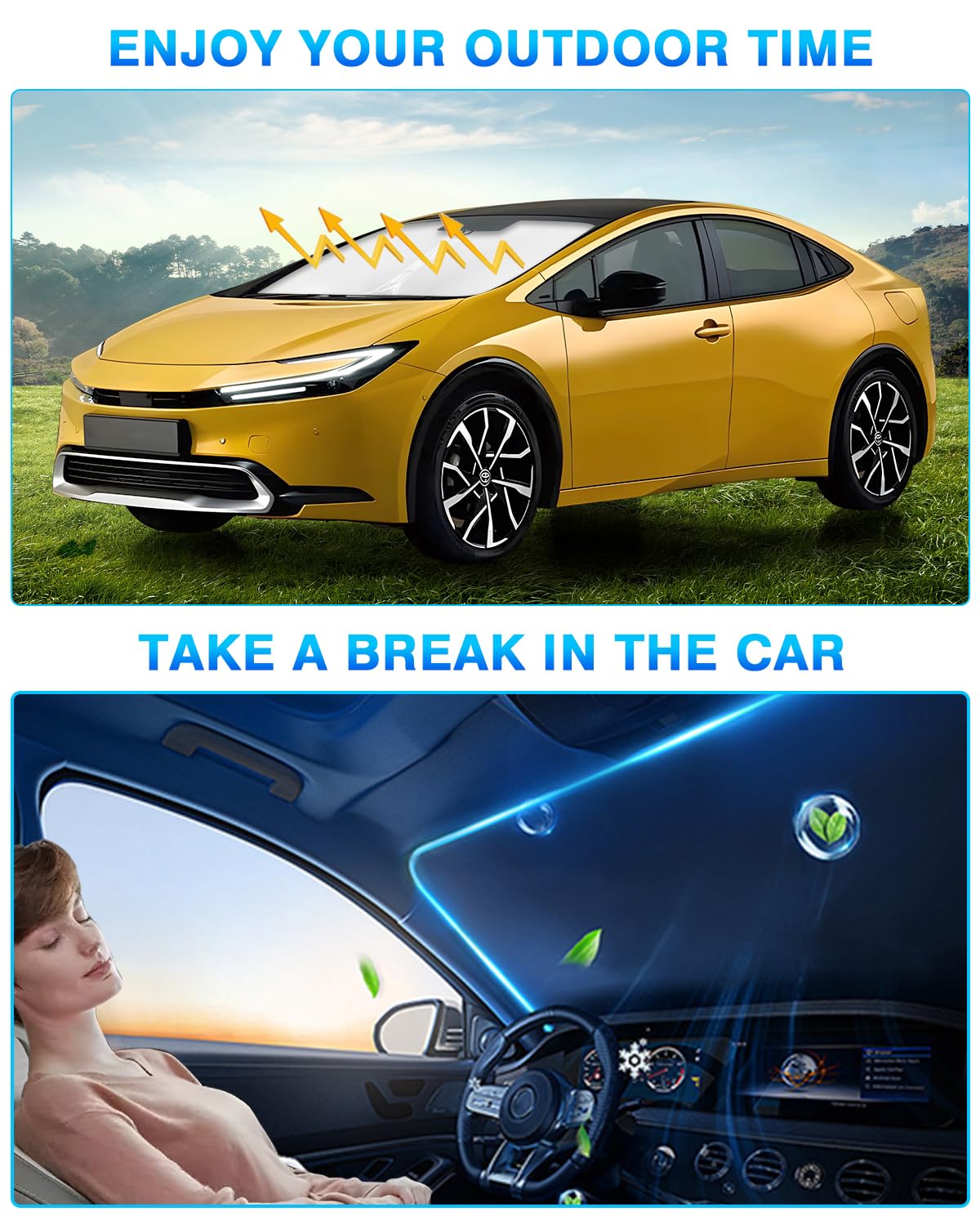 Kust Windshield Sun Shade For Toyota Prius 2023 2024 2025 Window Sunshade Sun Visor Protector Foldable Blocks Uv Rays Keep Your