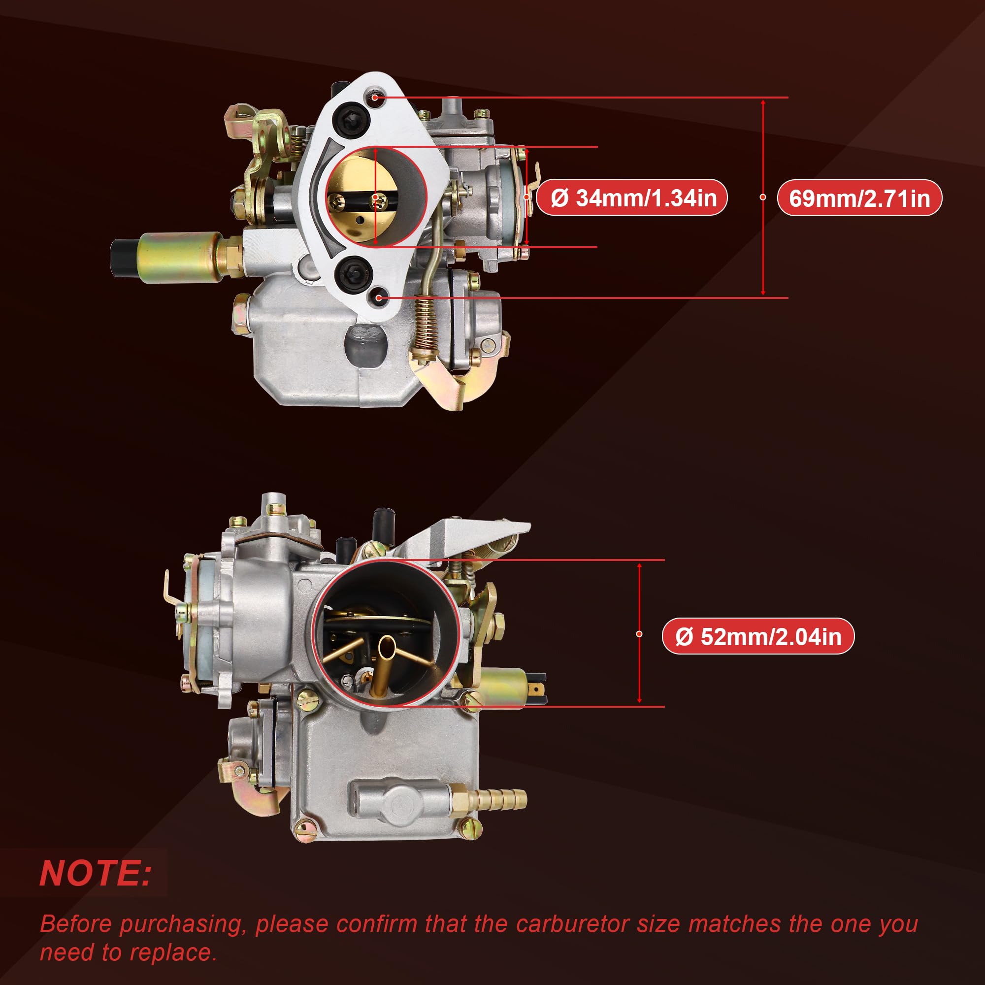 Thundermingo 30/31 Pict-3 Carburetor For Vw Beetle 113129029A Air Cooled Type 1 2 3 4 Bug Bus Gghia 1975-1982 Engine With Single