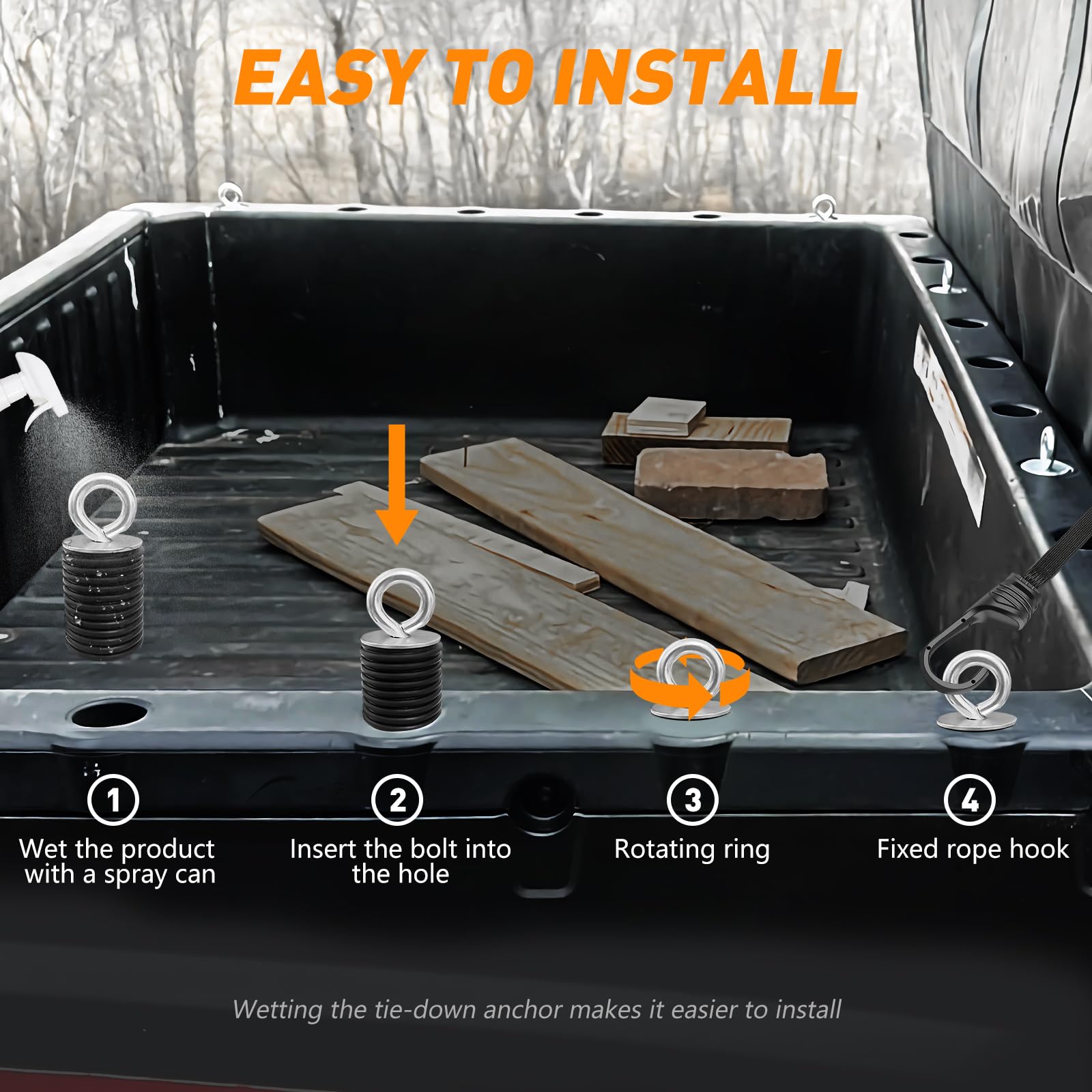 Quickwolf Ranger General Tie Down Anchor Bed Anchor Compatible With Polaris Ranger 1000 Xp 900 800 700 500 570 General 1000 Lock And Ride Anchor Utv Accessories (Black,6 Pcs)