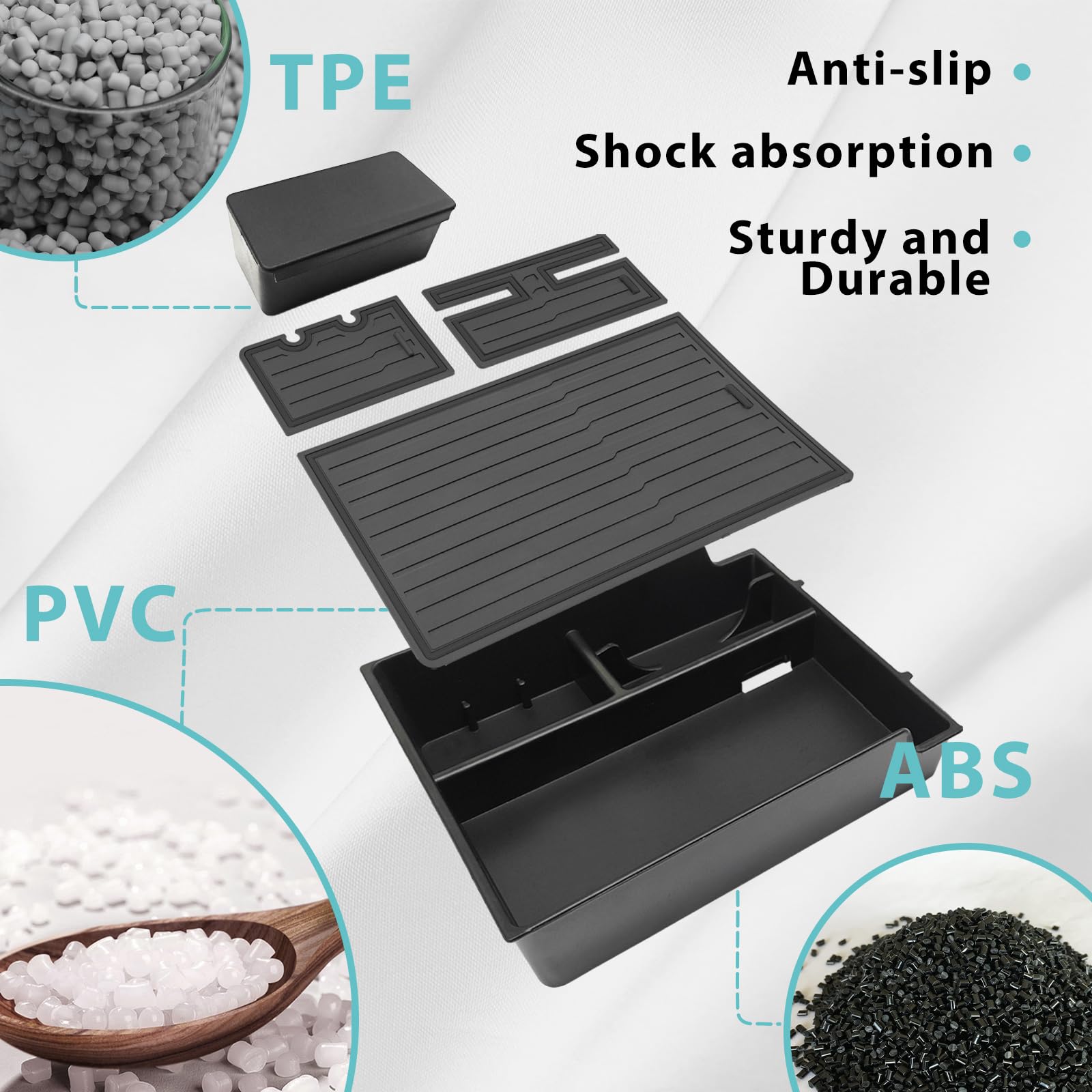 Bestevmod Center Console Organizer Tray Compatible With 2022-2025 Rivian R1T/R1S Removable Coin Holder Armrest Storage Box Abs M