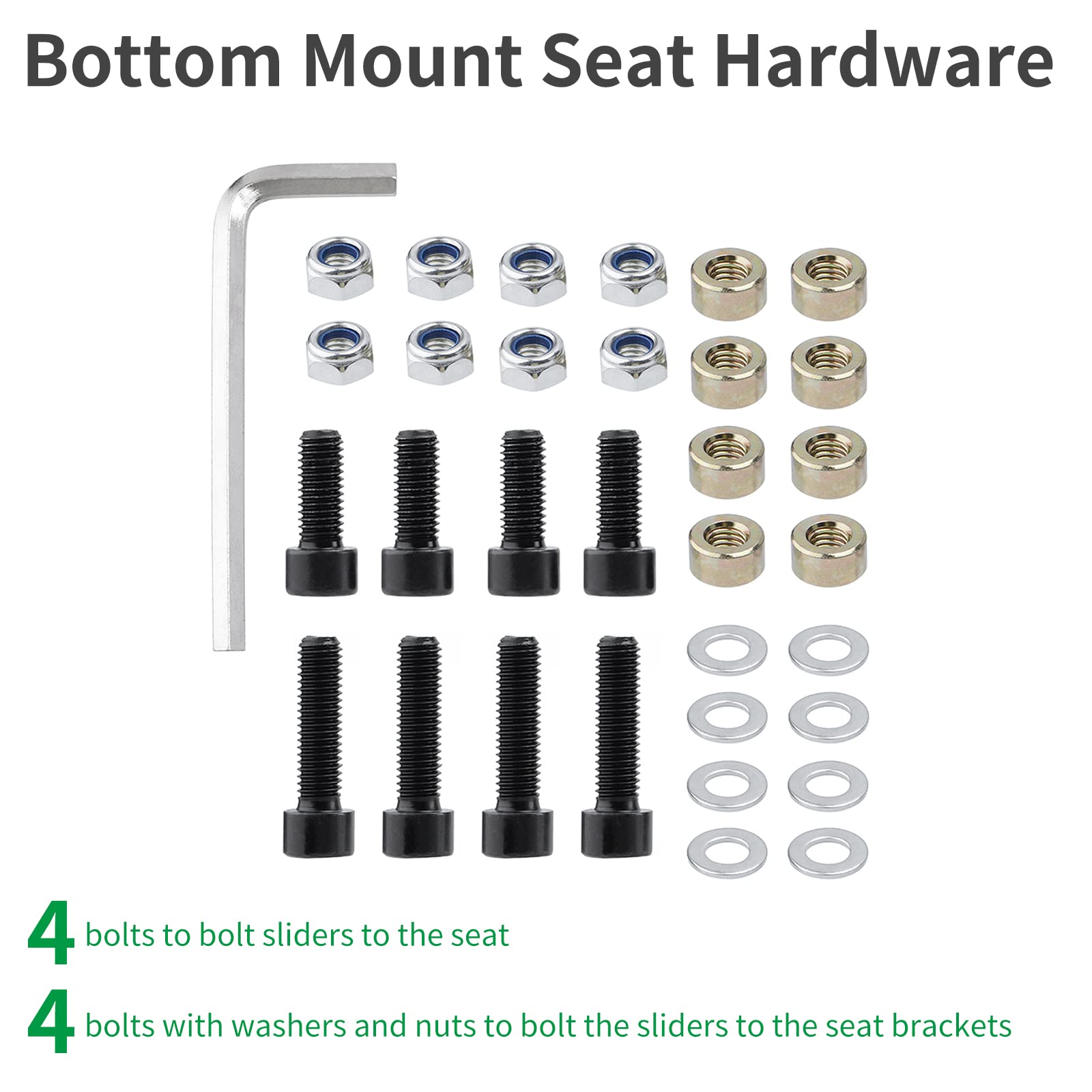 Racewill Slider Seat Track Set Of 2 With Seat Mounting Hardware Kit, Universal Seat Slider Compatible With Sparco, Nrg, Bucket S