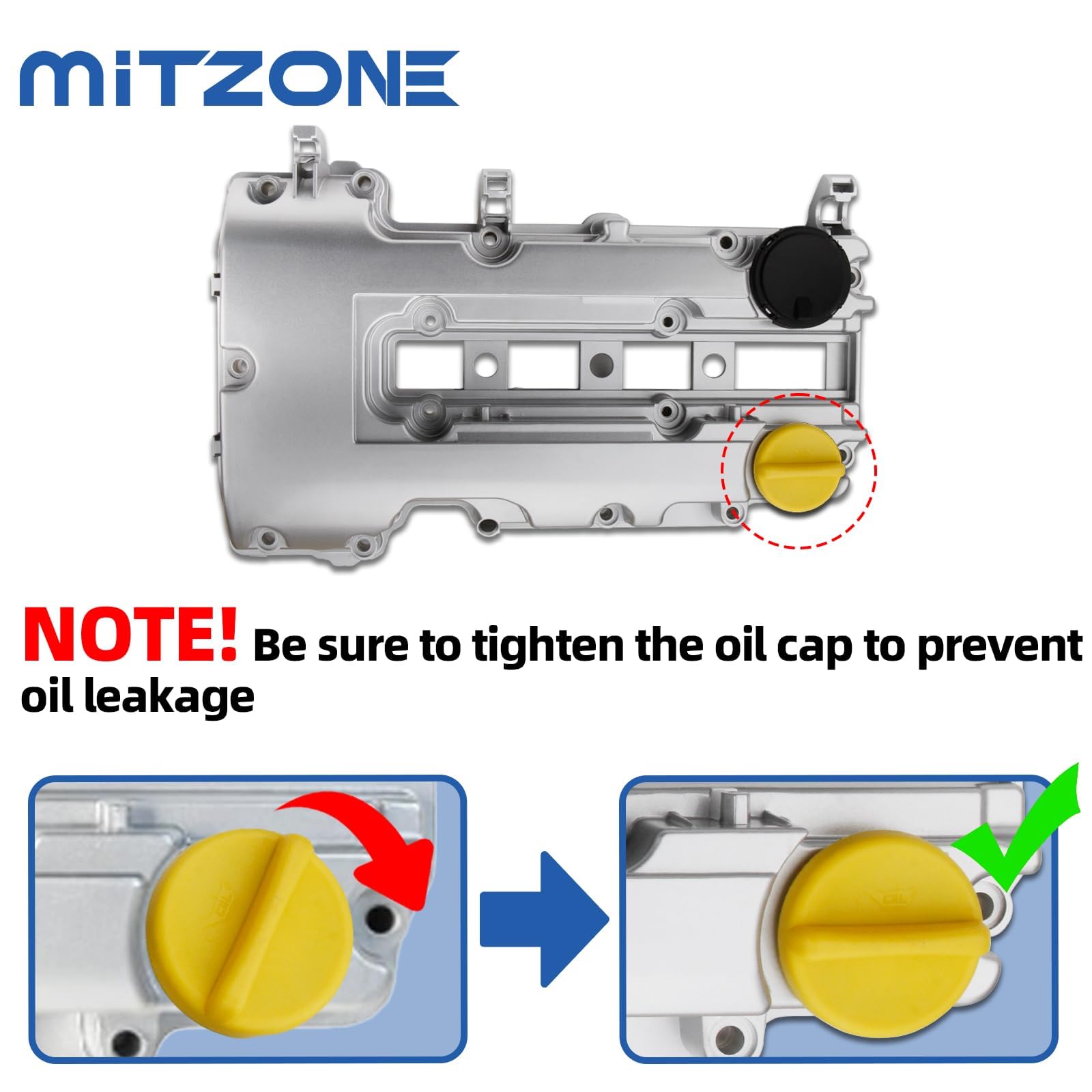 Mitzone Upgrade Aluminum Valve Covers Compatible With Chevrolet Cruze Sonic Trax Volt Buick Encore Cadillac Elr 2011-2019 1.4L W