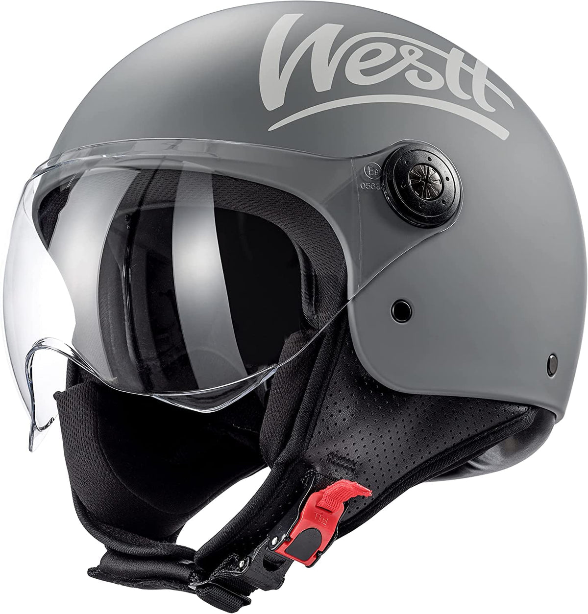 Westt Open Face Helmet - Motorcycle Helmet Moped 3/4 Half Vespa Vintage With Visor- Helmets For Adults Dot Touring Men Women Scooter Classic Series Grey M