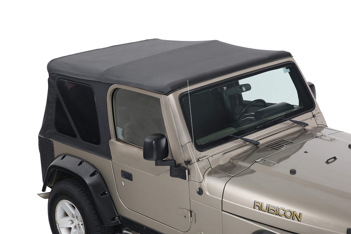 King 4Wd Premium Replacement Soft Top Without Upper Door Skins - Black Diamond Body With 31% Tinted Windows Are Suitable For Jeep Wrangler Tj 1997-2006