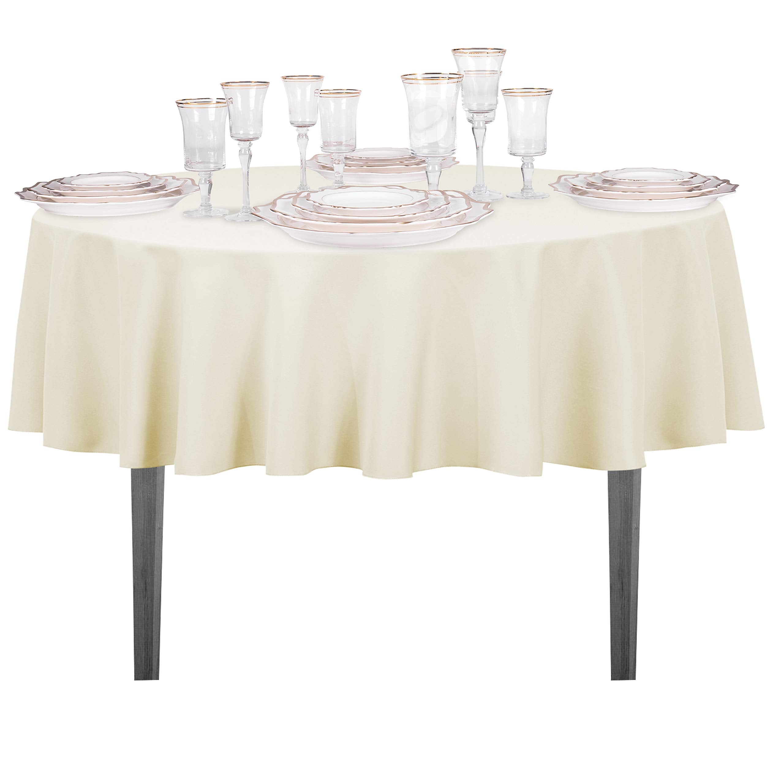 Linentablecloth 70-Inch Round Polyester Tablecloth Ivory
