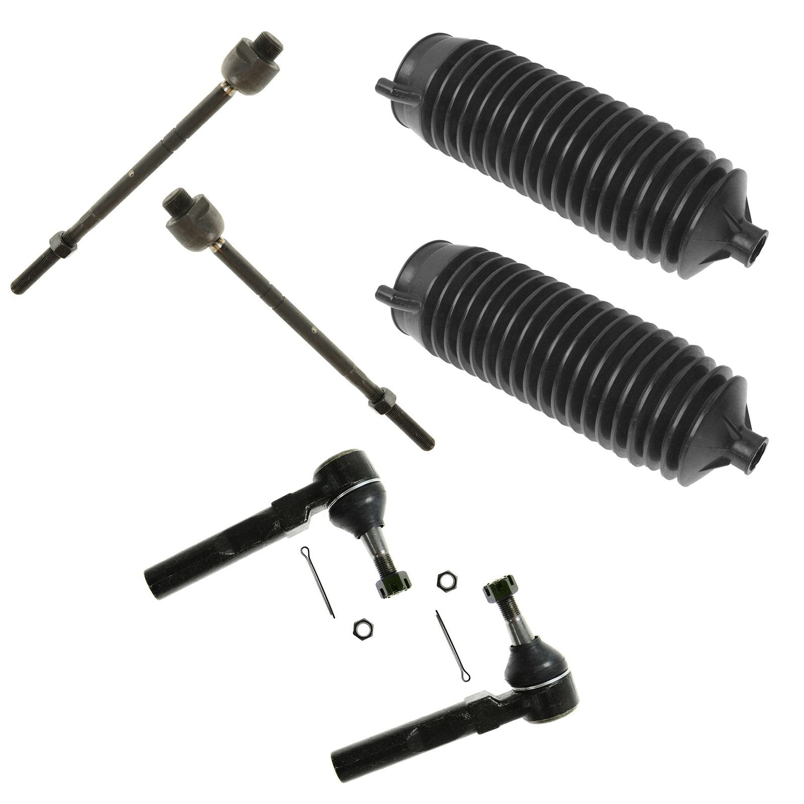Trq Front Driver & Passenger Side Steering Kit Steering Rack & Pinion Bellow Tie Rod Compatible With 1999-2006 Chevrolet Silvera