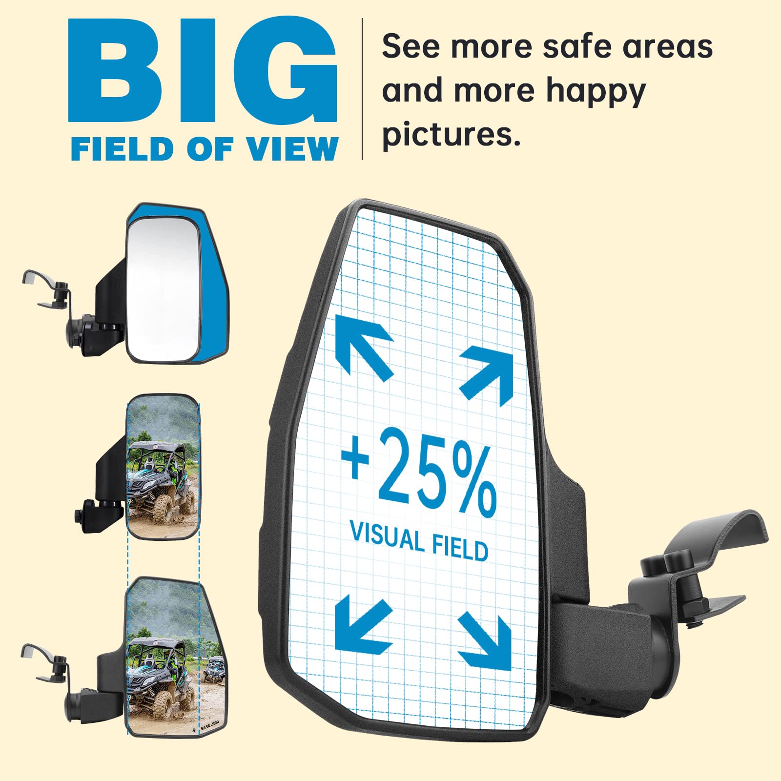 Ranger Side Mirrors,You No Longer Need To Adjust By Hand,Innovative Automatic Reset Function,New Shejisi Utv Mirrors Compatible