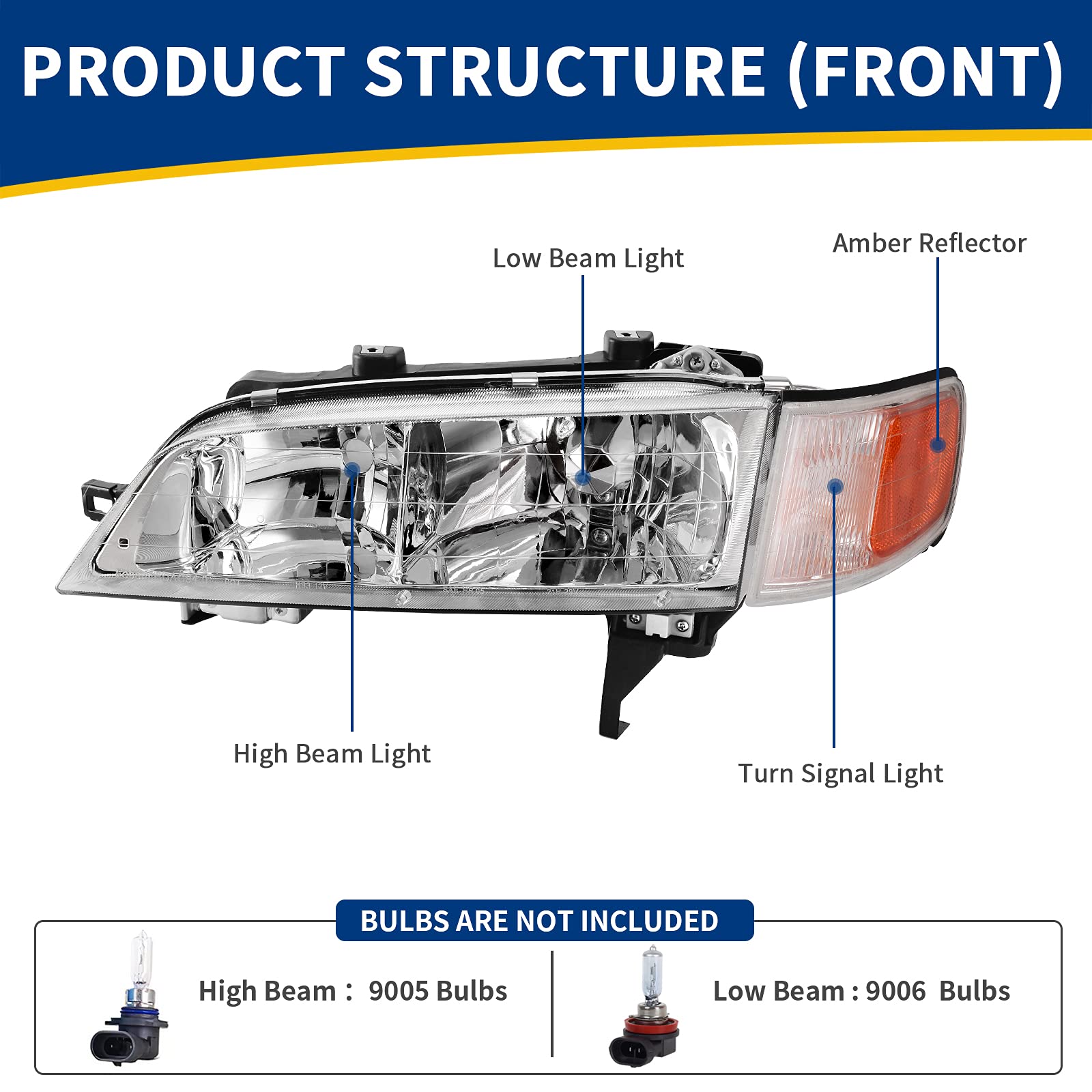 Autosaver88 Headlight Assembly Compatible With Accord 1994 1995 1996 1997 Driver And Passenger Side