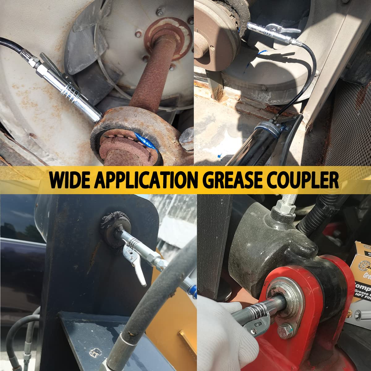 Aorrzer Grease Gun Coupler, Strong Lock On Greases Gun Couplers, 12000 Psi Quick Release Grease Coupler With 12 Spring Flex Hose, Compatible With All Grease Guns 1/8 Npt Grease Gun Fitting(1 Pcs)