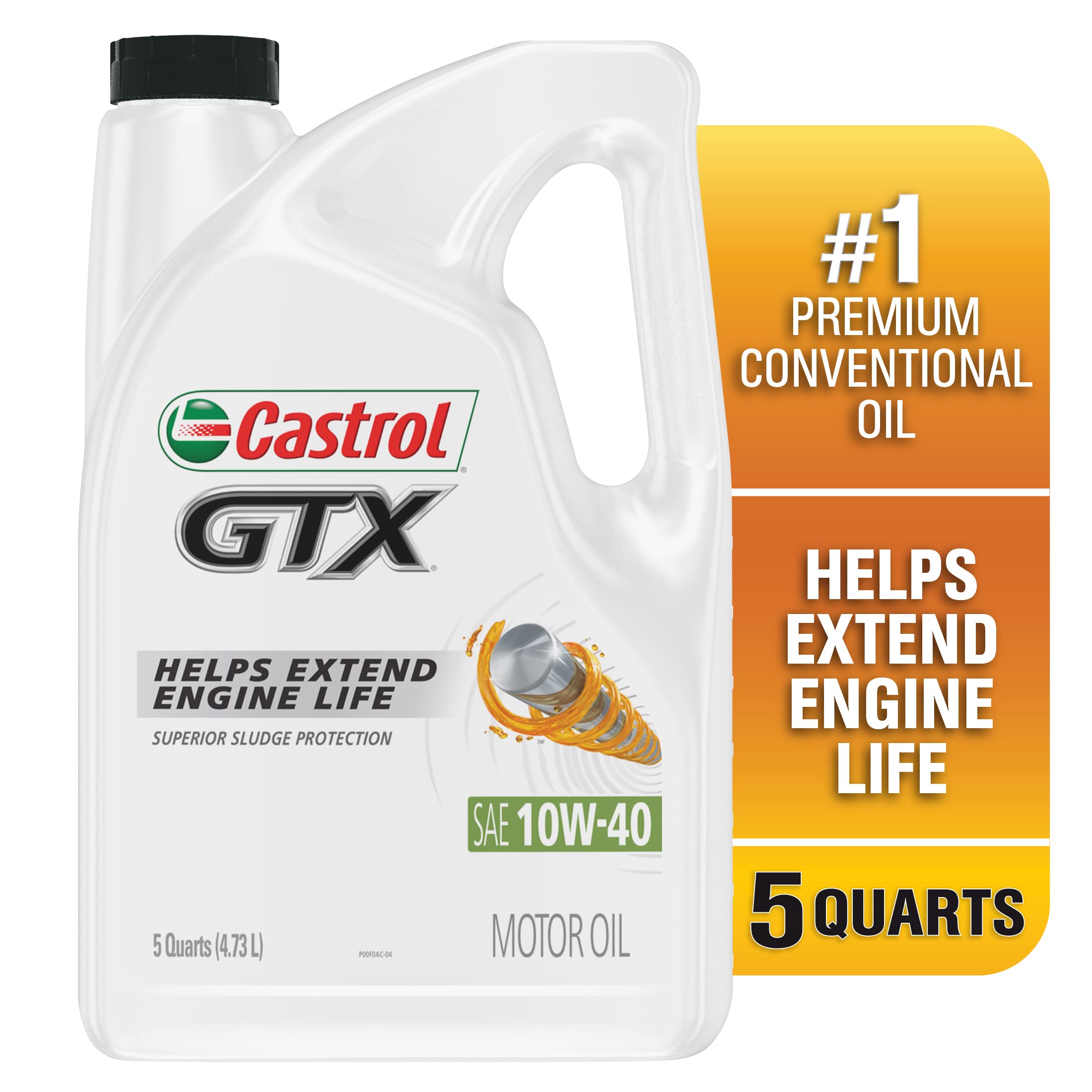 Castrol Gtx 10W-40 Conventional Motor Oil, 5 Quarts
