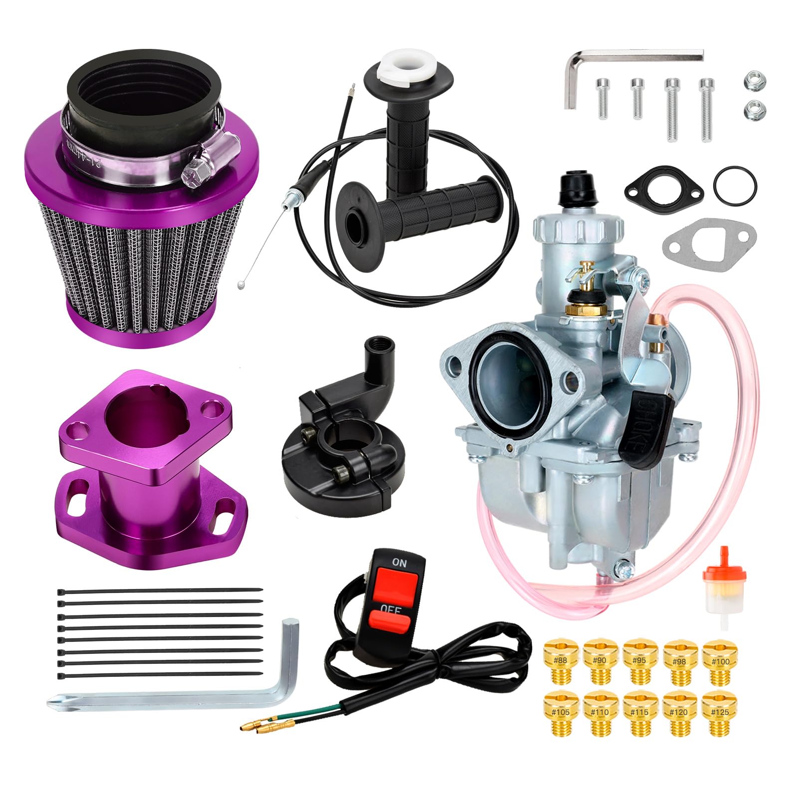 FVRITO 212cc Carburetor VM22 Carb Mini Bike Throttle Kit for Predator 212 CT200U BT200X KT196 Racing Go Kart Baja Warrior 196cc 