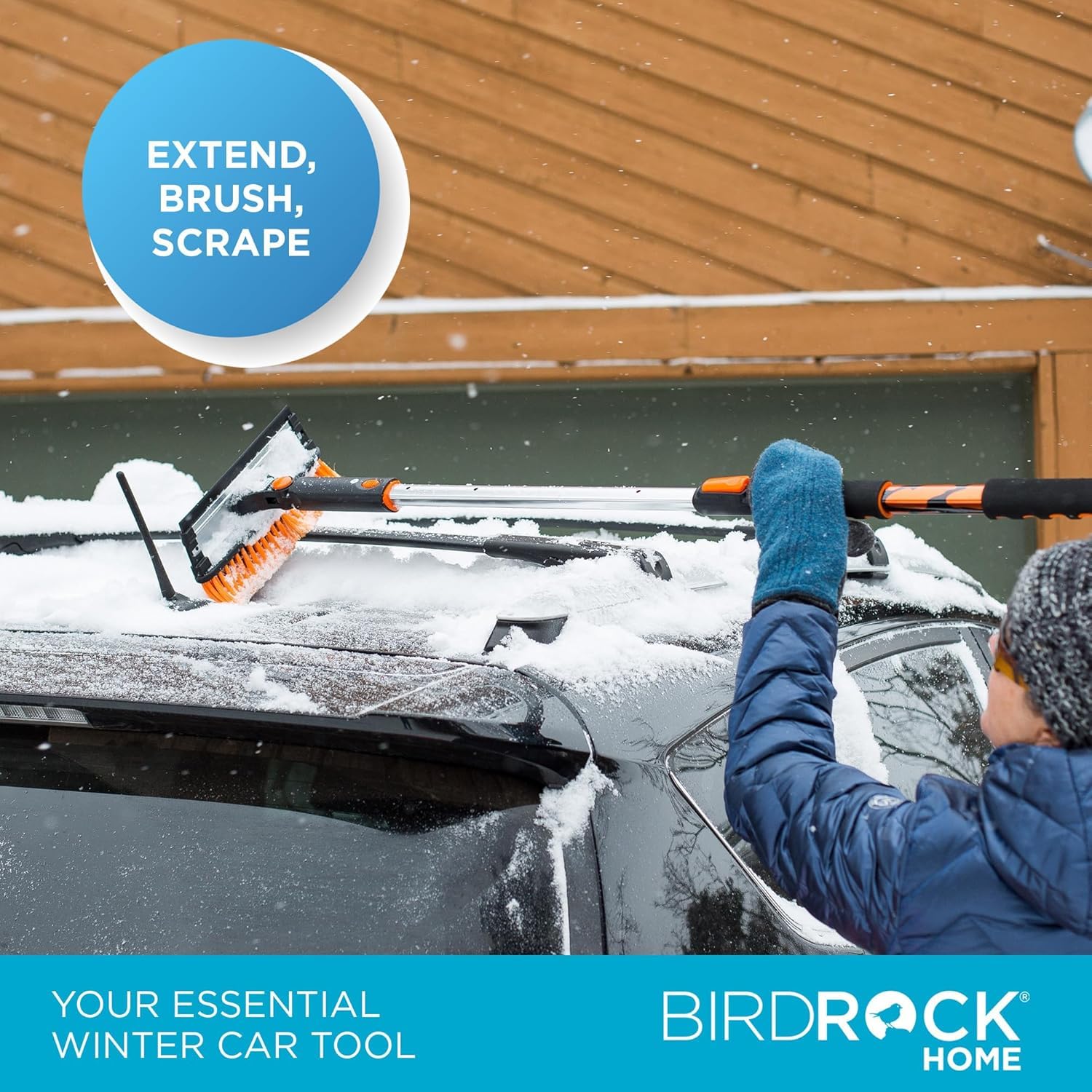 Snow MOOver 58" Extendable Snow Brush with Detachable Ice Scraper, Ergonomic Grip for Cars, Trucks, SUVs, RVs - Model 10846-A2