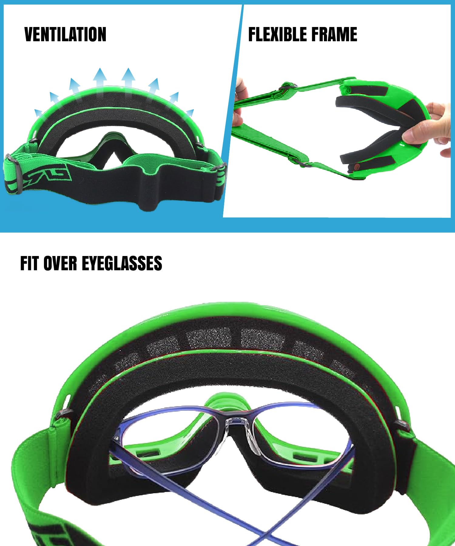 Crg Sports Motorcycle Goggle Atv Dirt Bike Off Road Racing Motocross Goggles For Men, Women, Adults