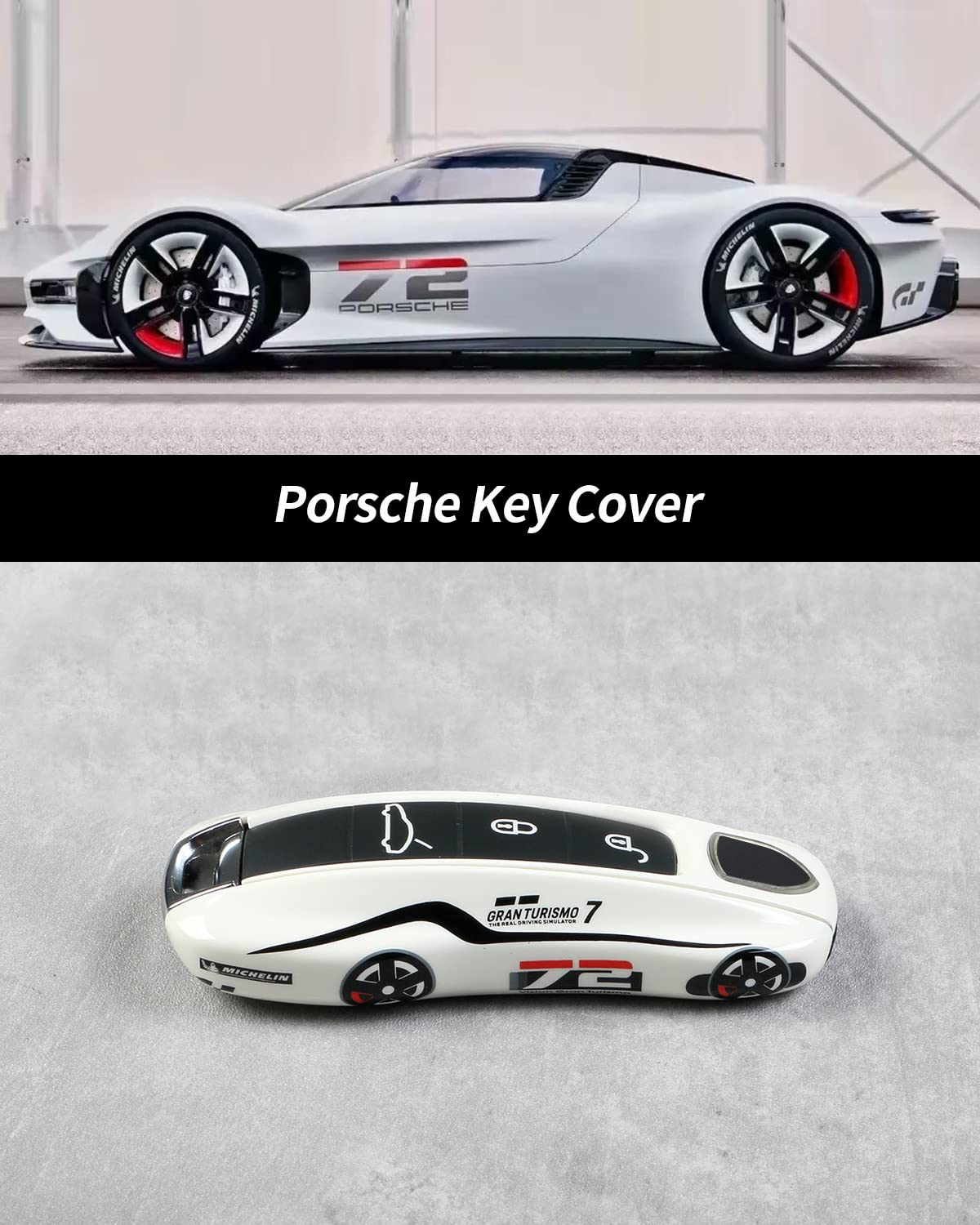 Limbqs Car Key Protection Keychain, Key Cover For Porsche Macan Cayenne Panamera 911 (New White)