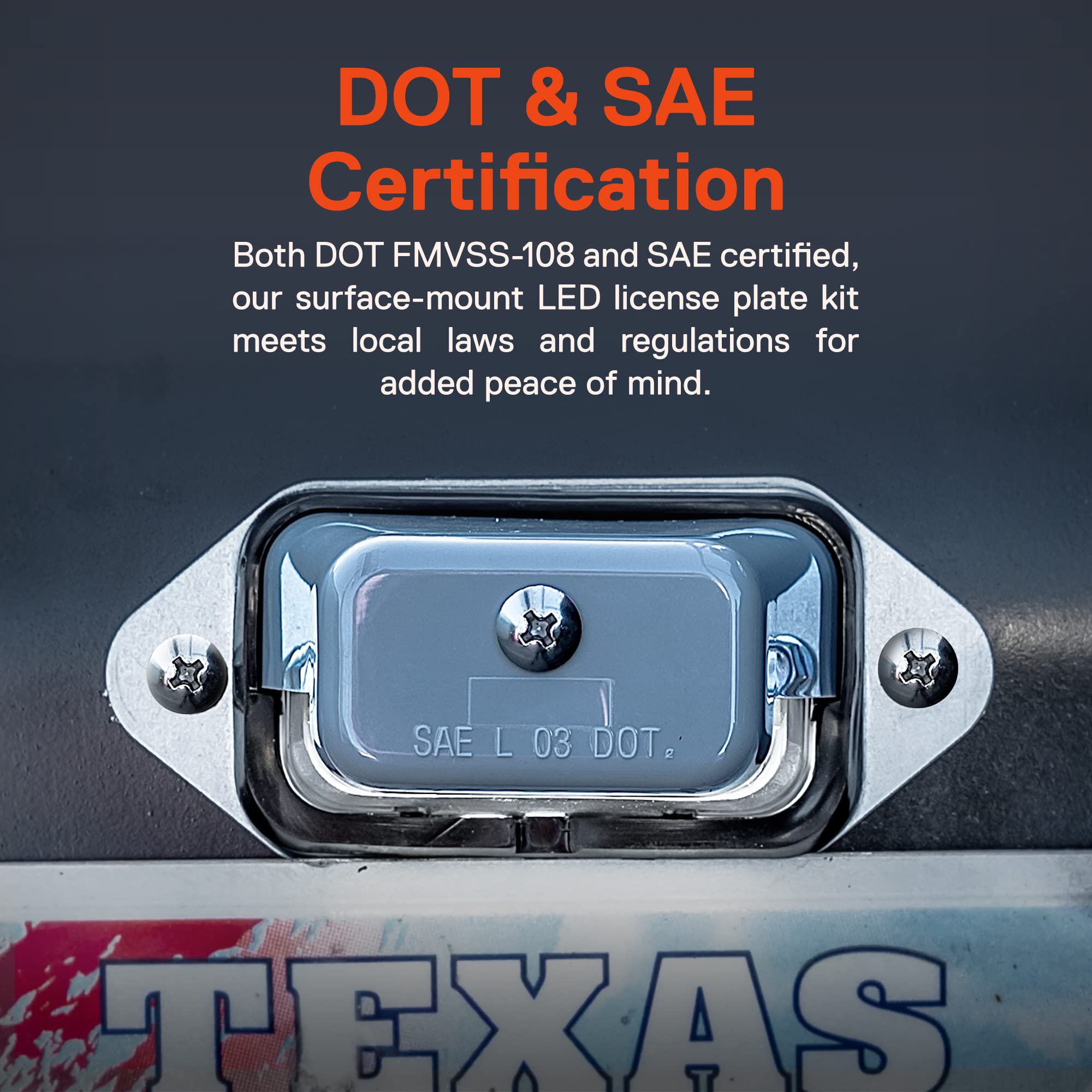Led License Plate Trailer Light [Surface Mount] [Dot Fmvss 108] [Sae L] [Gray-Finish] [Waterproof] [12V Dc] License Tag Lights F