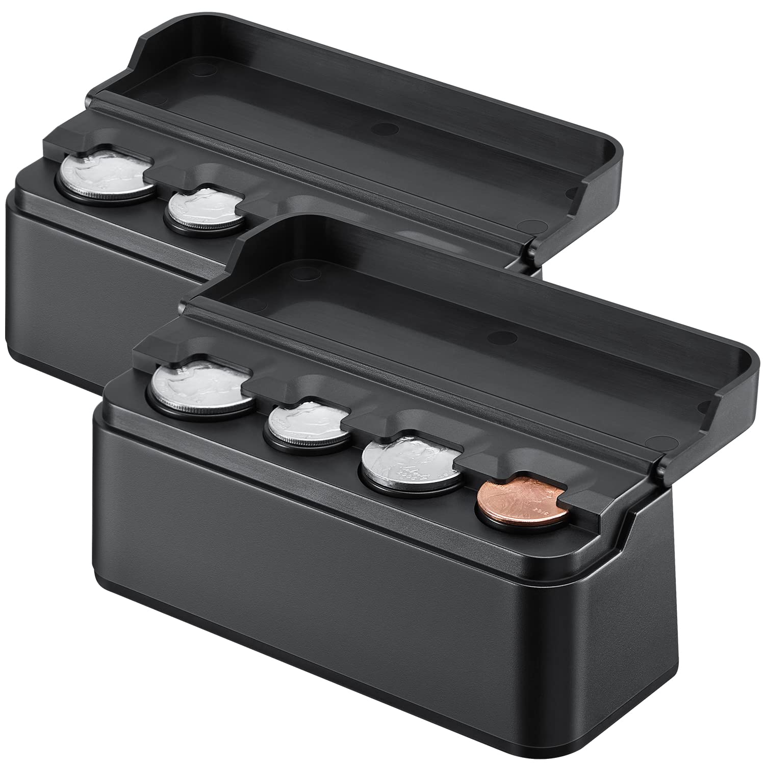 Joytutus Coin Holder For Car Change Organizer Universal Storage Coin Money Dispenser Fit For Most Car Trucks Accessories(Black,