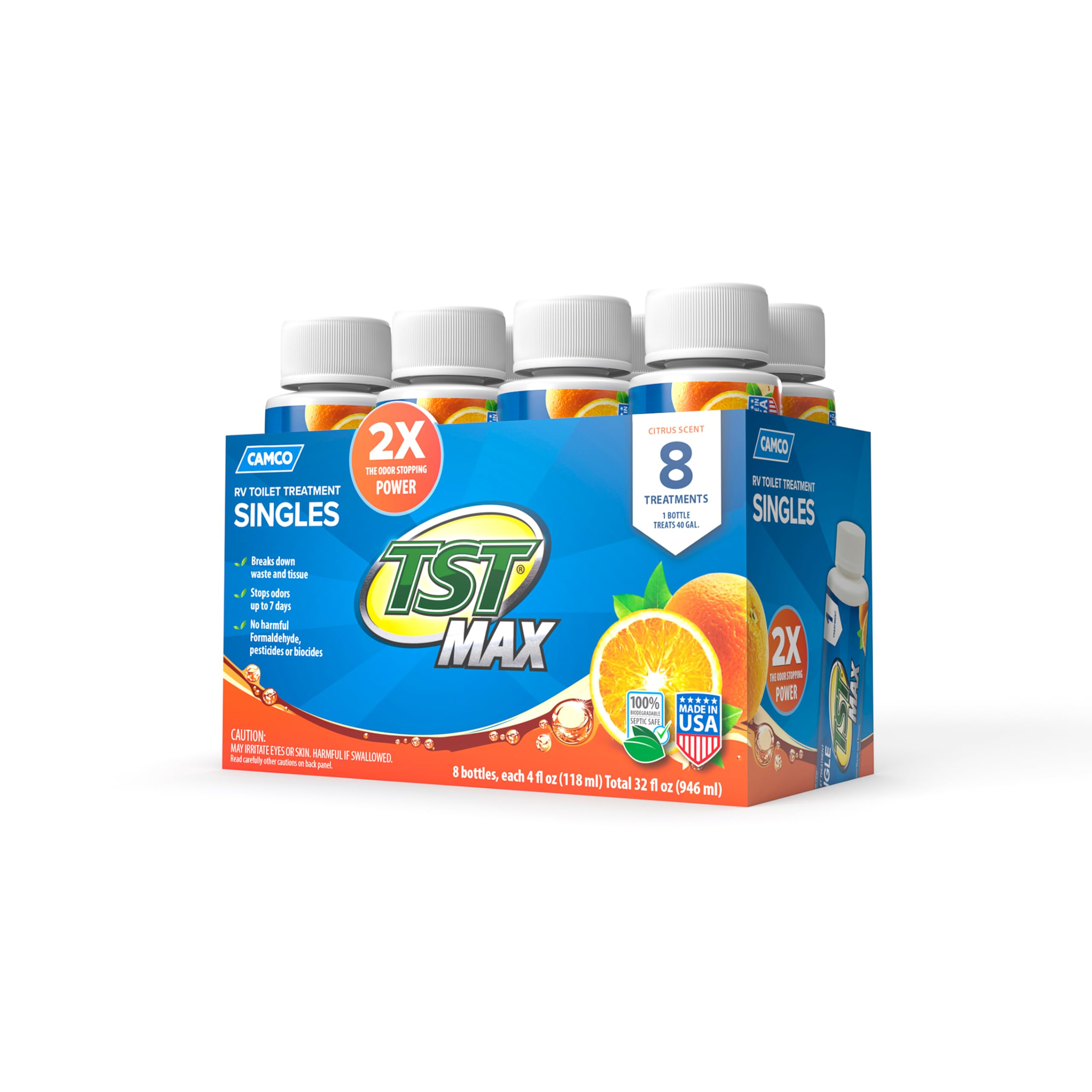 Camco TST MAX RV Toilet Treatment - Formaldehyde Free - Breaks Down Waste And Tissue - Septic Tank Safe - Treats up to 8-40 Gall
