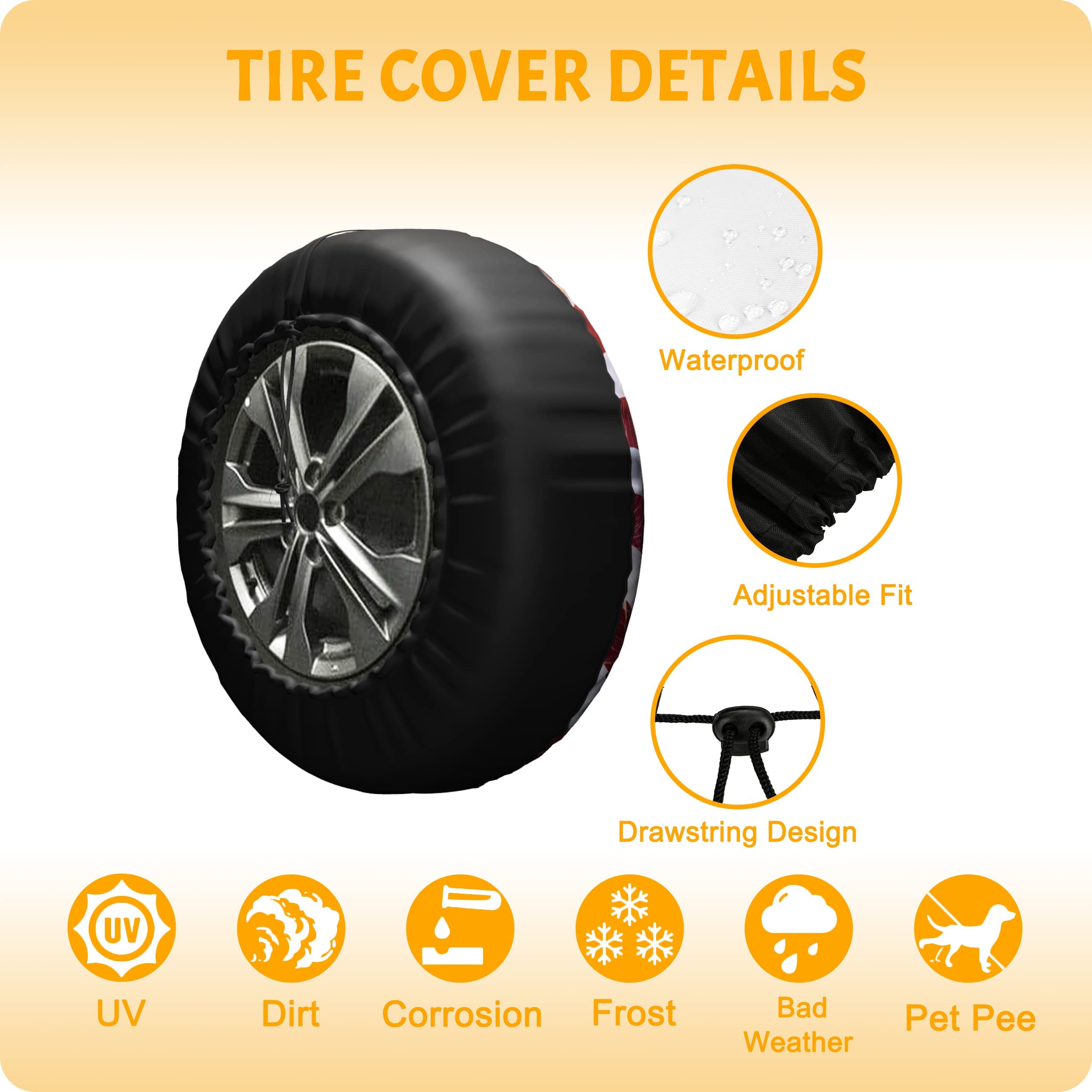 American Flag Spare Tire Cover For Rv Trailer Eagle Camper Wheel Accessories For Travel Trailers Waterproof Uv Sun Protectors Fits Truck Suv Camping Tire Wheel Covers Diameters 17 Inches