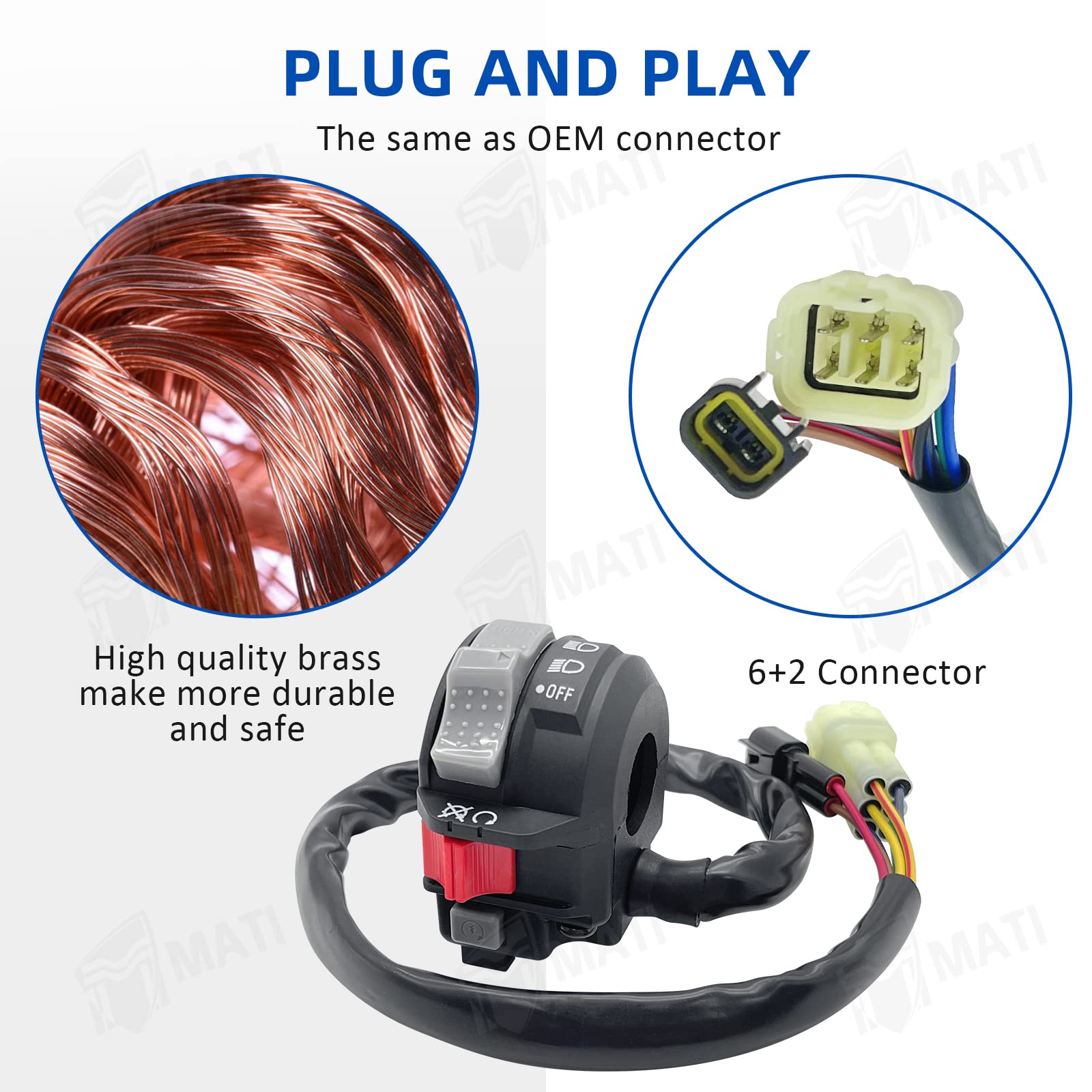 M Mati Left Handlebar Control Engine Start Run Off Headlight Switch For Yamaha Atv Yfz450 2004-2005 5Tg-83973-09-00