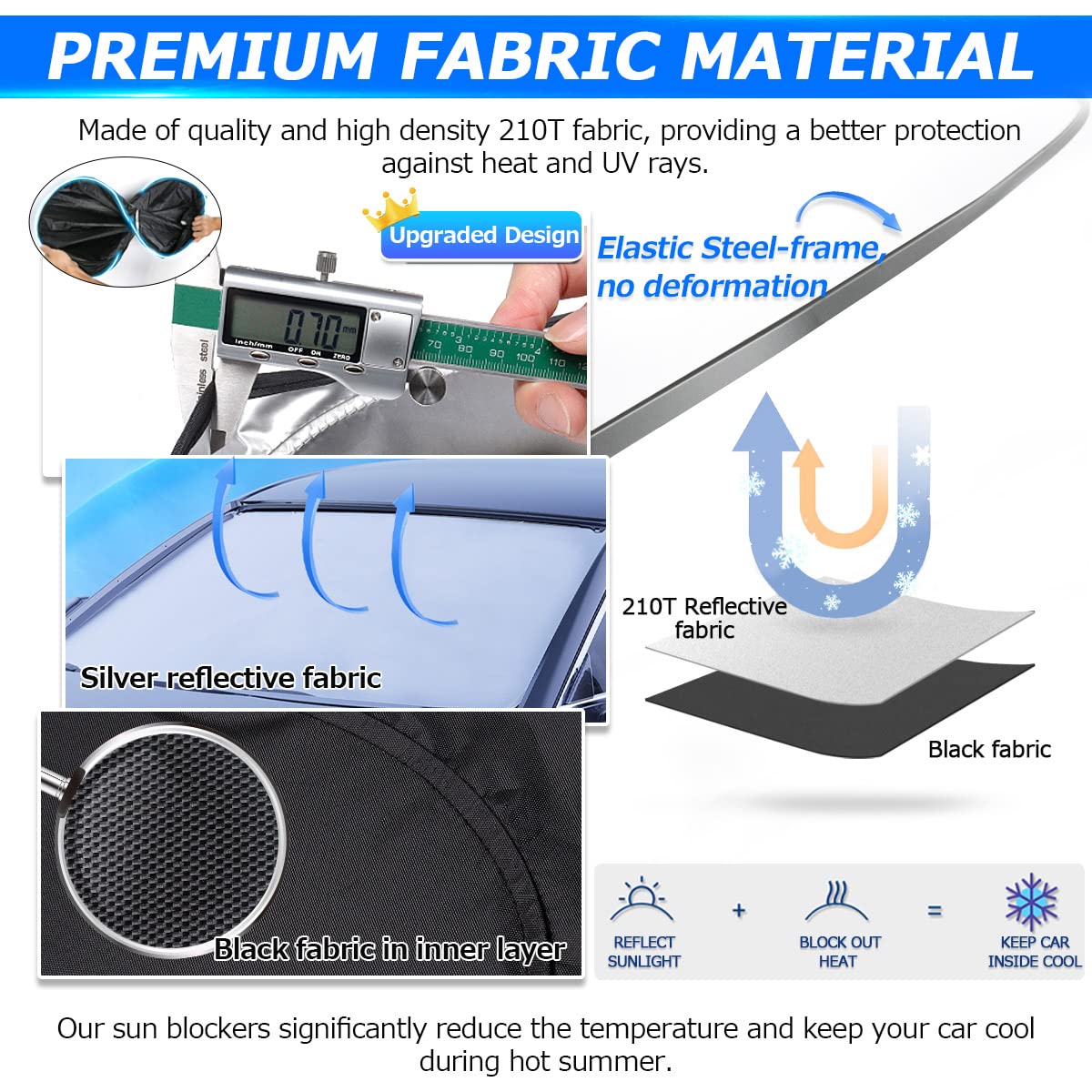 Karltys 3Pcs Windshield Sun Shade For 2010-2025 Toyota 4Runner, 210T Reflective Front And Side Window Sunshade Cover Custom Fit