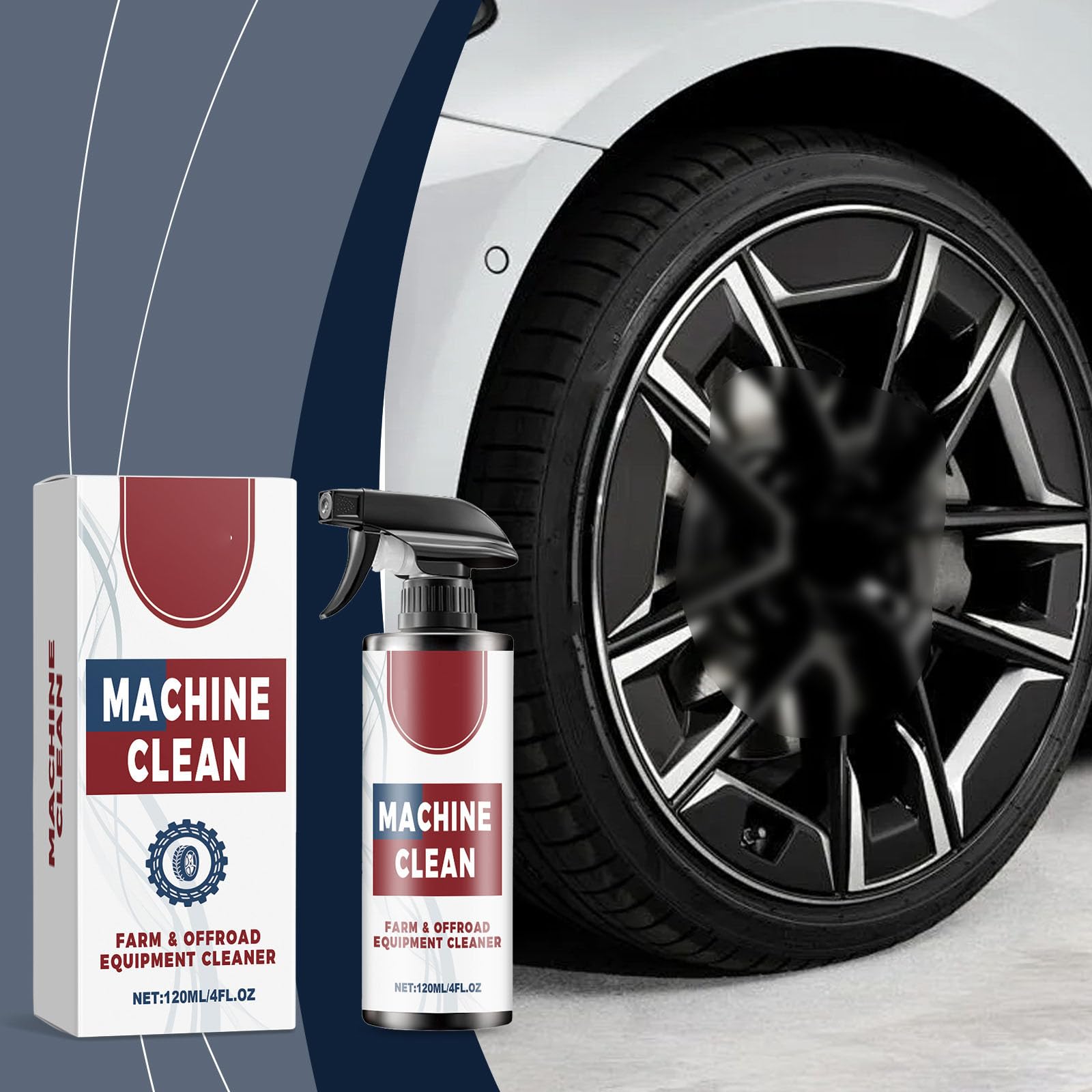 Machine Clean Spray - Machine Clean, Heavy-Duty Outdoor All Purpose Cleaner, Wheel Foam Cleaning Spray - 4 Oz (1)