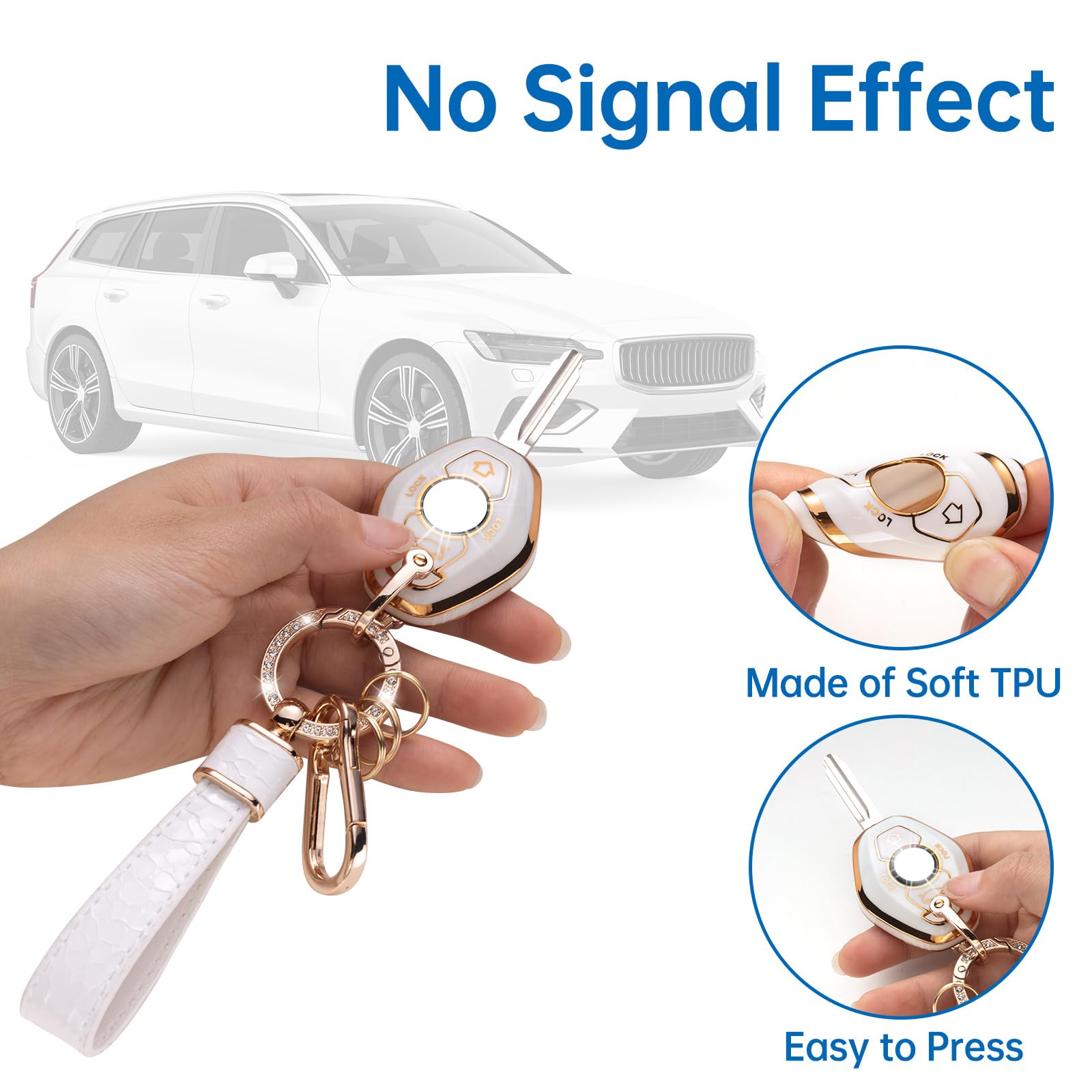 Cacarlike For Bmw Key Fob Cover With Bmw Keychain, Car Key Fob Case Compatible With Bmw 3 5 7 Series M3 M5 M6 X3 X5 Z3 Z4 Z8 Lx8