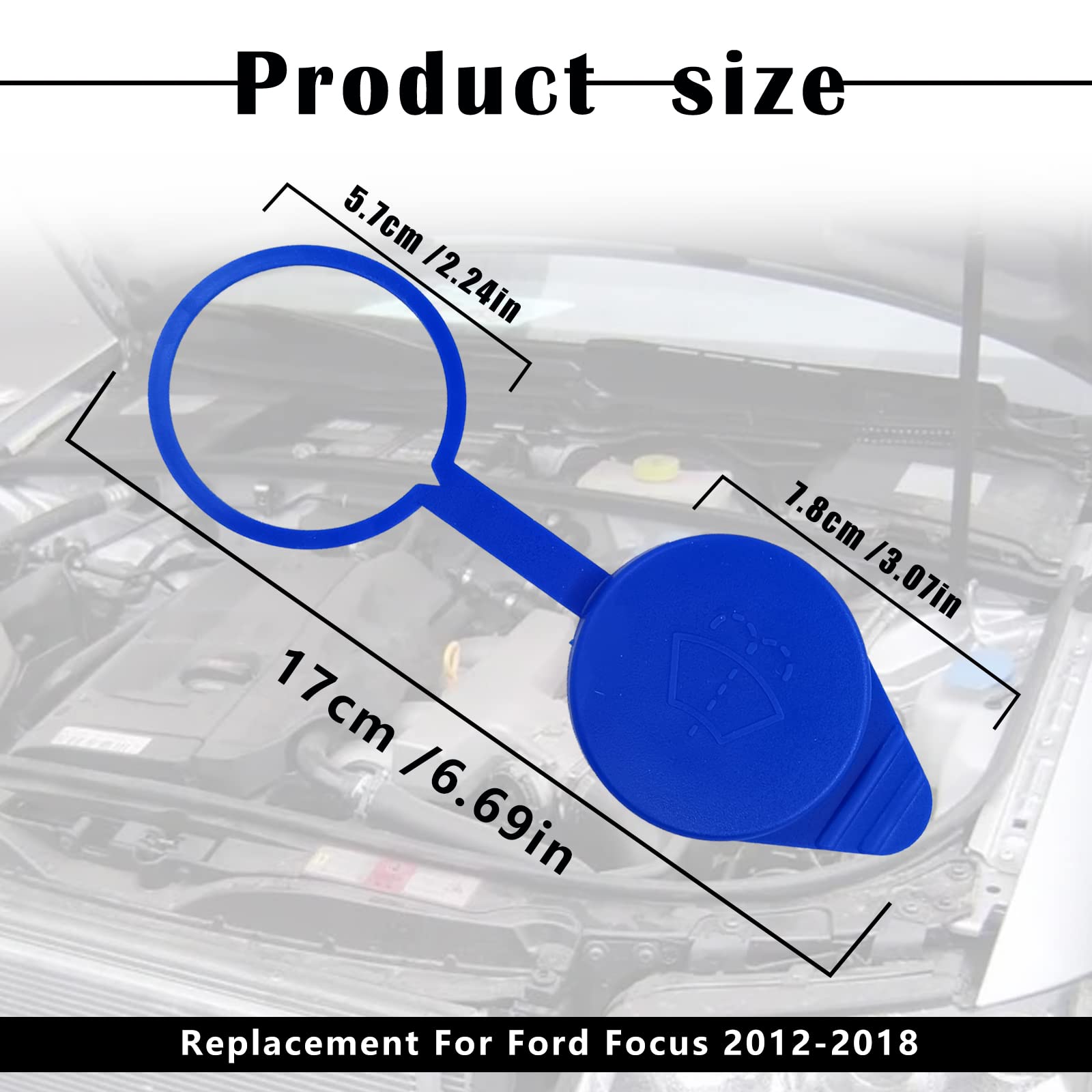 Windshield Washer Fluid Reservoir Cap - Kt1Z17632A, Cp9Z-17A605-A, Replacement For Ford Focus 2012-2018