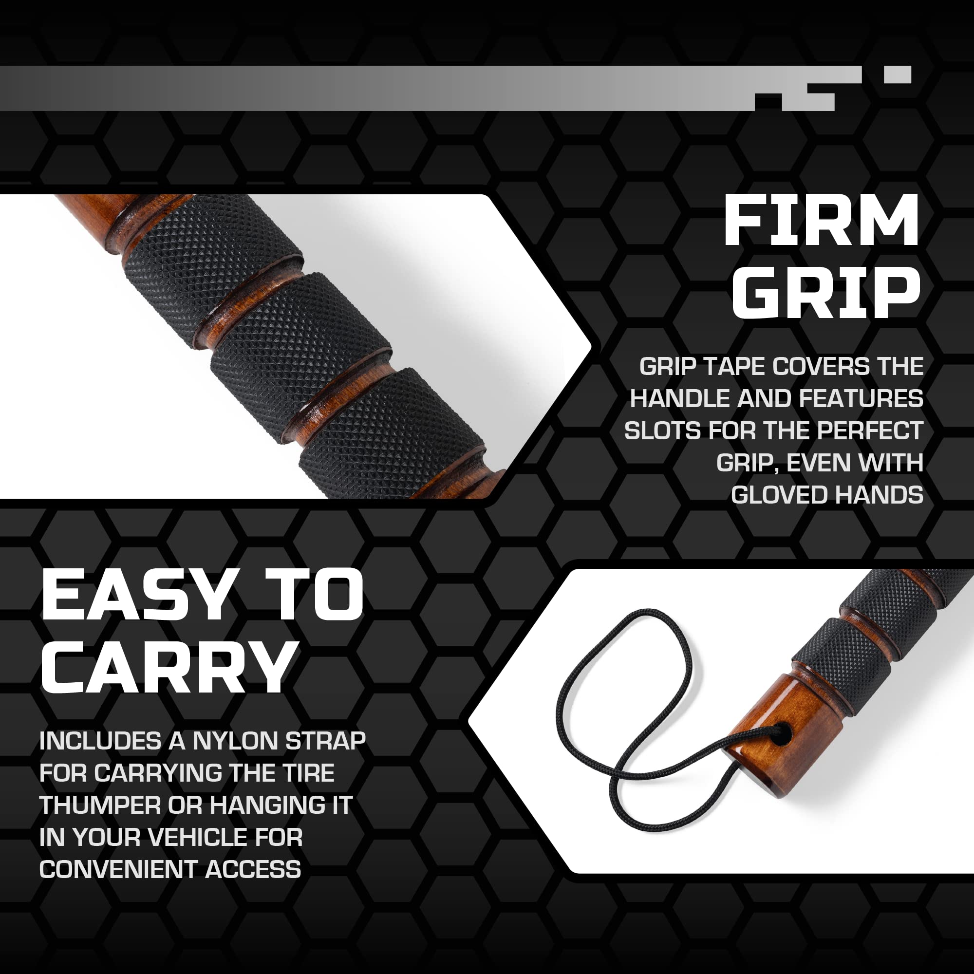 Big Rig Defense: Hickory Stick Tire Thumper - Fish Bat Tire Knocker - Truckers Tool For Checking Tire Pressure - Weighted Stick With Extra Grip