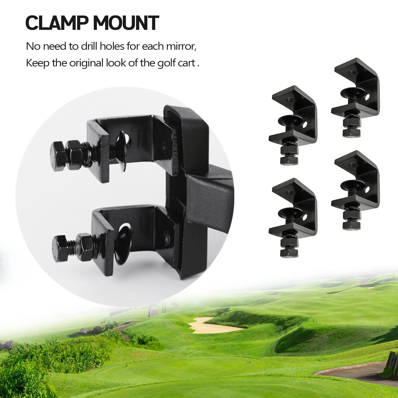 Unigt Golf Cart Side Mirrors Compatible With Club Car Ez-Go Yamaha And Others No-Drilling Needed Universal Mount To 0.75''-1.0''