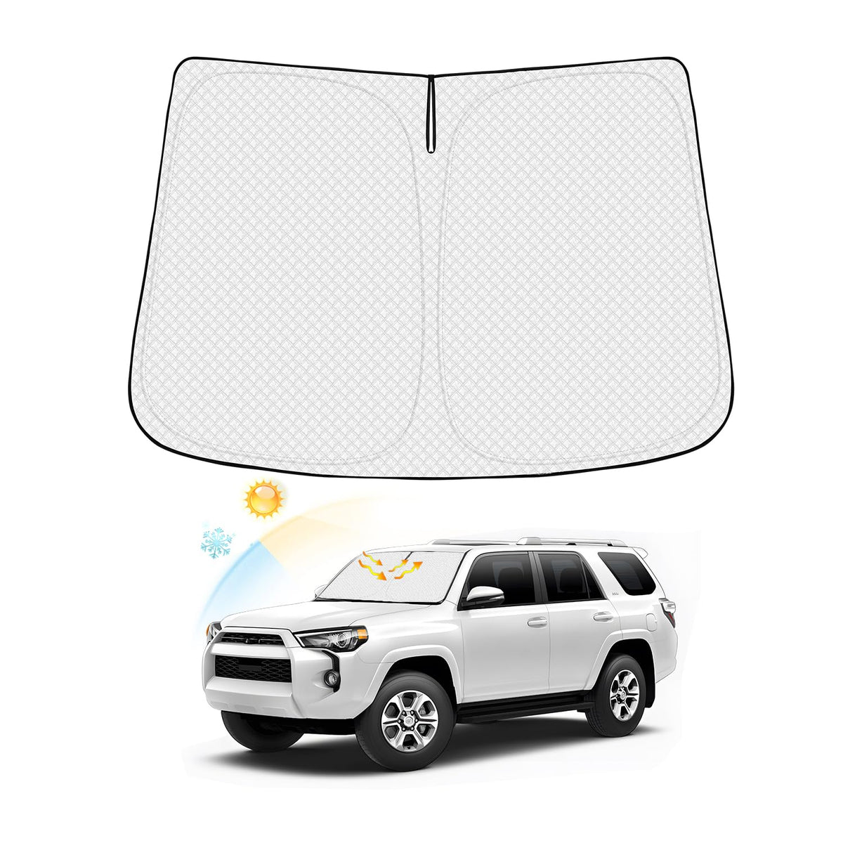 Canvcle Windshield Sun Shade For Toyota 4Runner Accessories 2010-2024, Thicken 6-Layer Front Window Sunshade, Foldable Window Sh