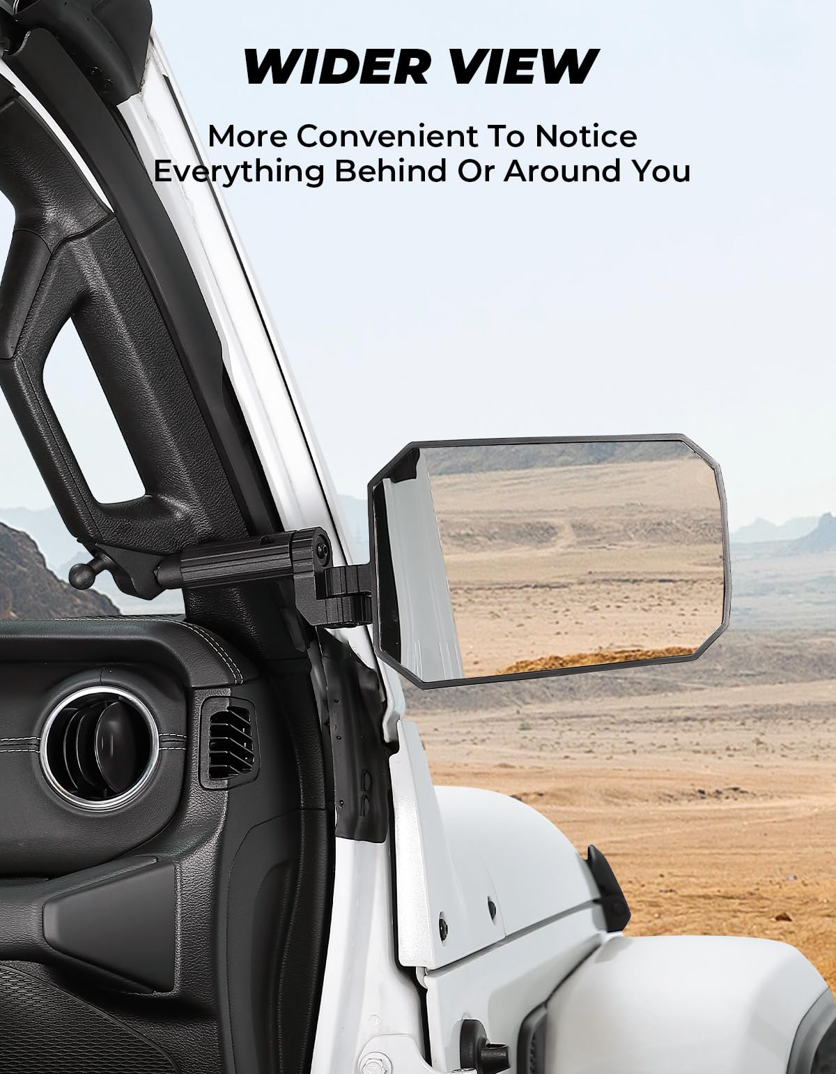 Joytutus Mirrors Doors Off Compatible With Wrangler Jl/Jlu 2018-2023 & Gladiator Jt, Jl Side Mirrors With Ball Adapter, Wider View No Vibrate & Wobble (Not Fit 2024 Wrangler), Patented