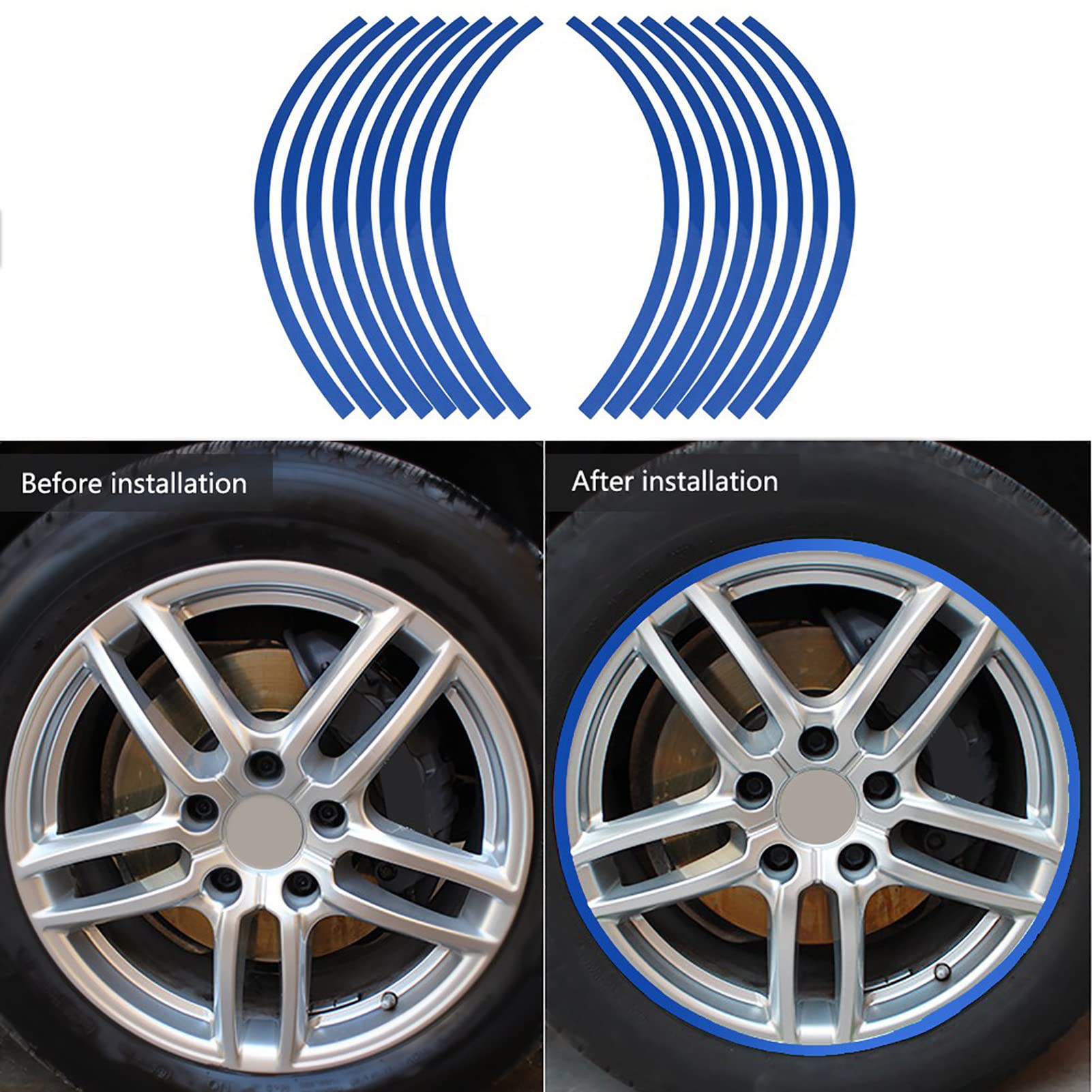 Reflective Wheel Rim Stripe Decal Sticker Universal Wheel Reflective Pinstripe Decal Tape Sticker Car MotorcycleDecoration Film