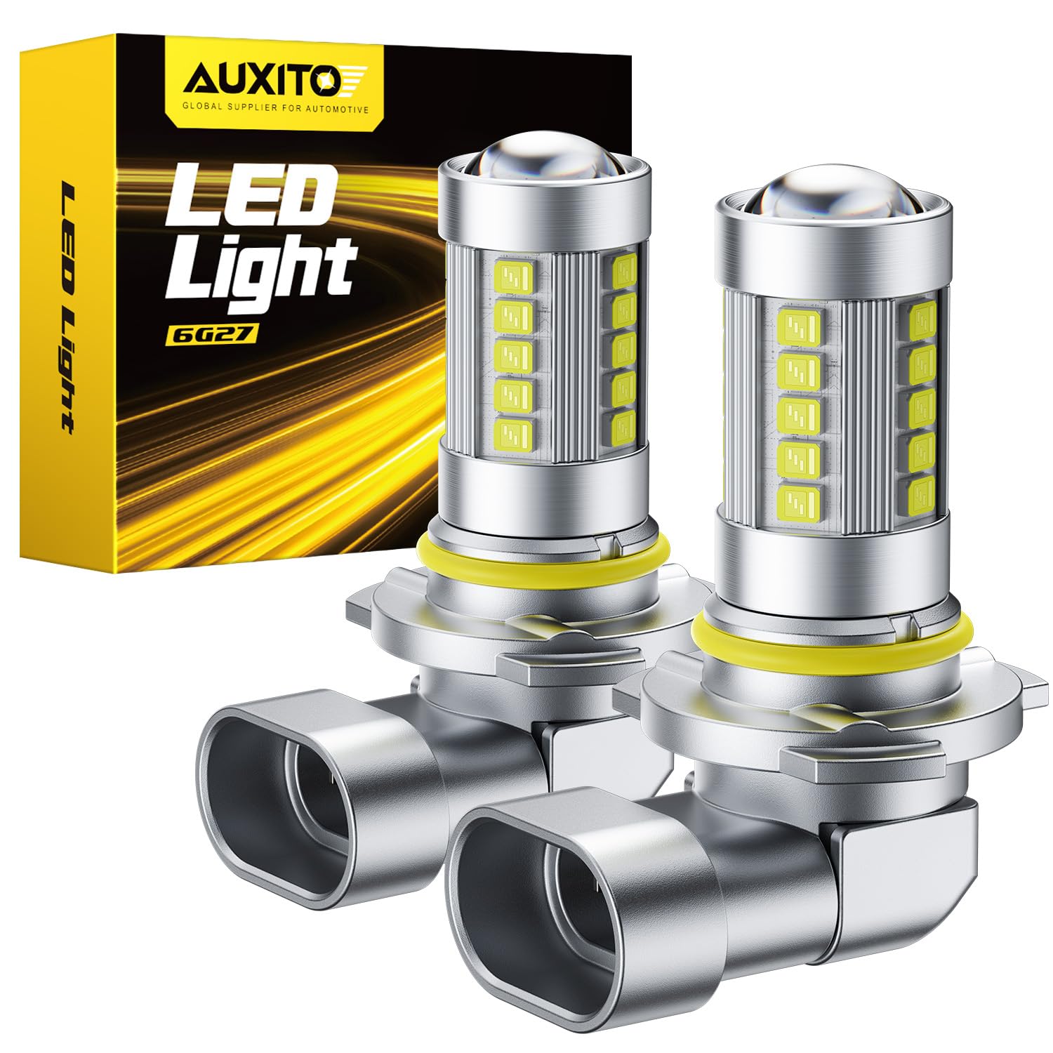 Auxito 9145 9140 H10 Led Fog Light Bulbs, 6500K Cool White Csp Led Fog Lights, True 1:1 Mini Size Replacement Fog Bulb, 360 Full