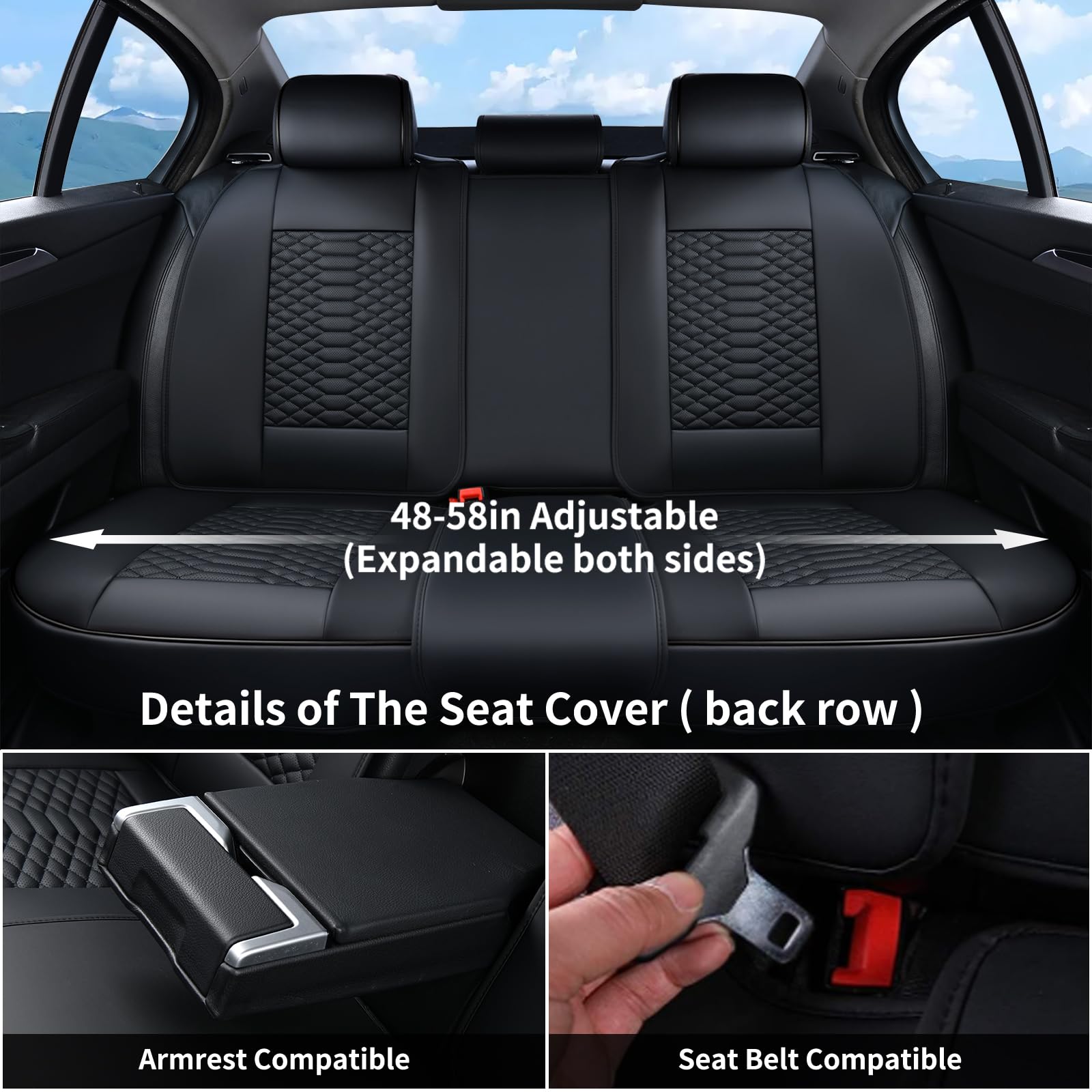 Coverado Leather Seat Covers, Car Seat Covers Full Set, Black Seat Covers For Cars, Car Seat Protector Waterproof, Car Seat Cove