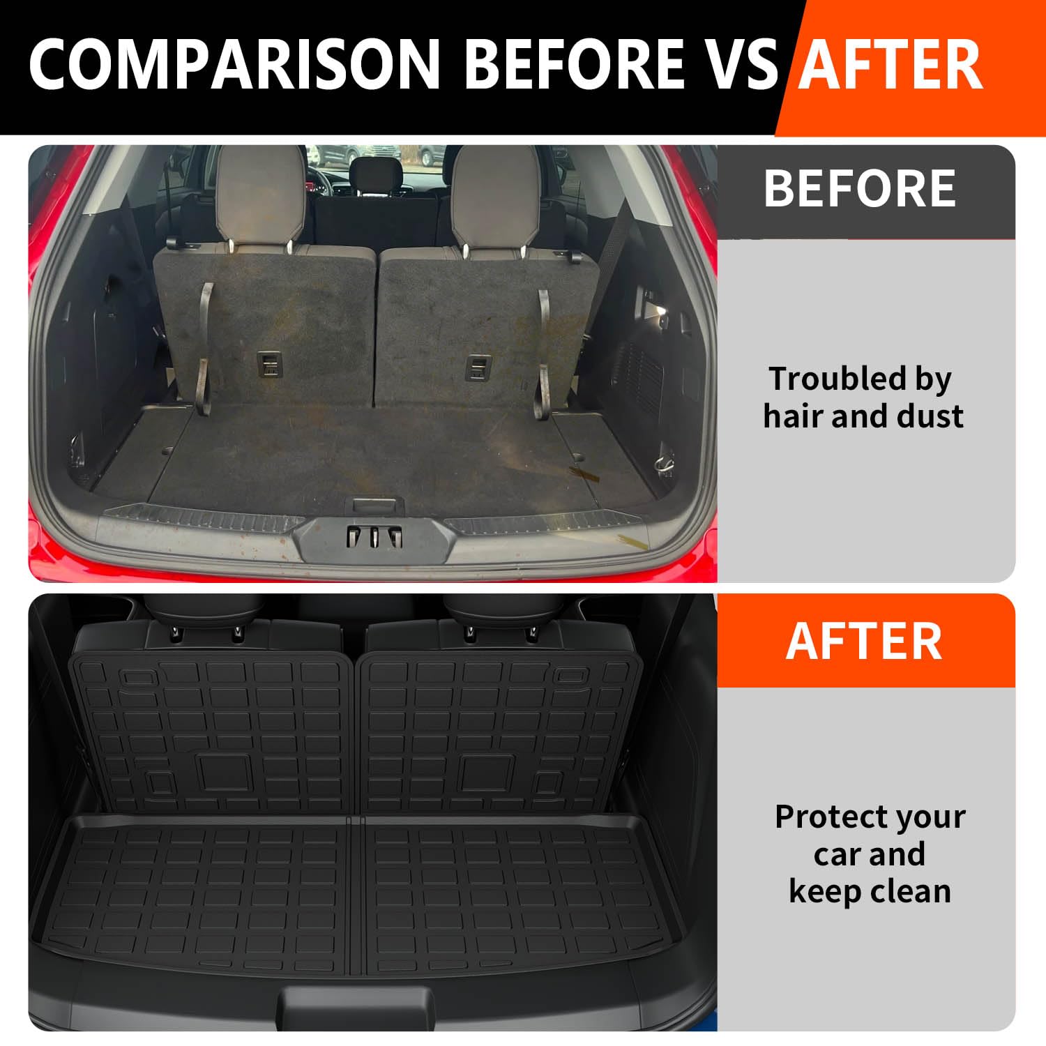 Powoq Cargo Mat Compatible With 2020-2025 Ford Explorer 6&7 Seats Backrest Mat Tpe Cargo Liner Replacement For 2020-2022 2023 20