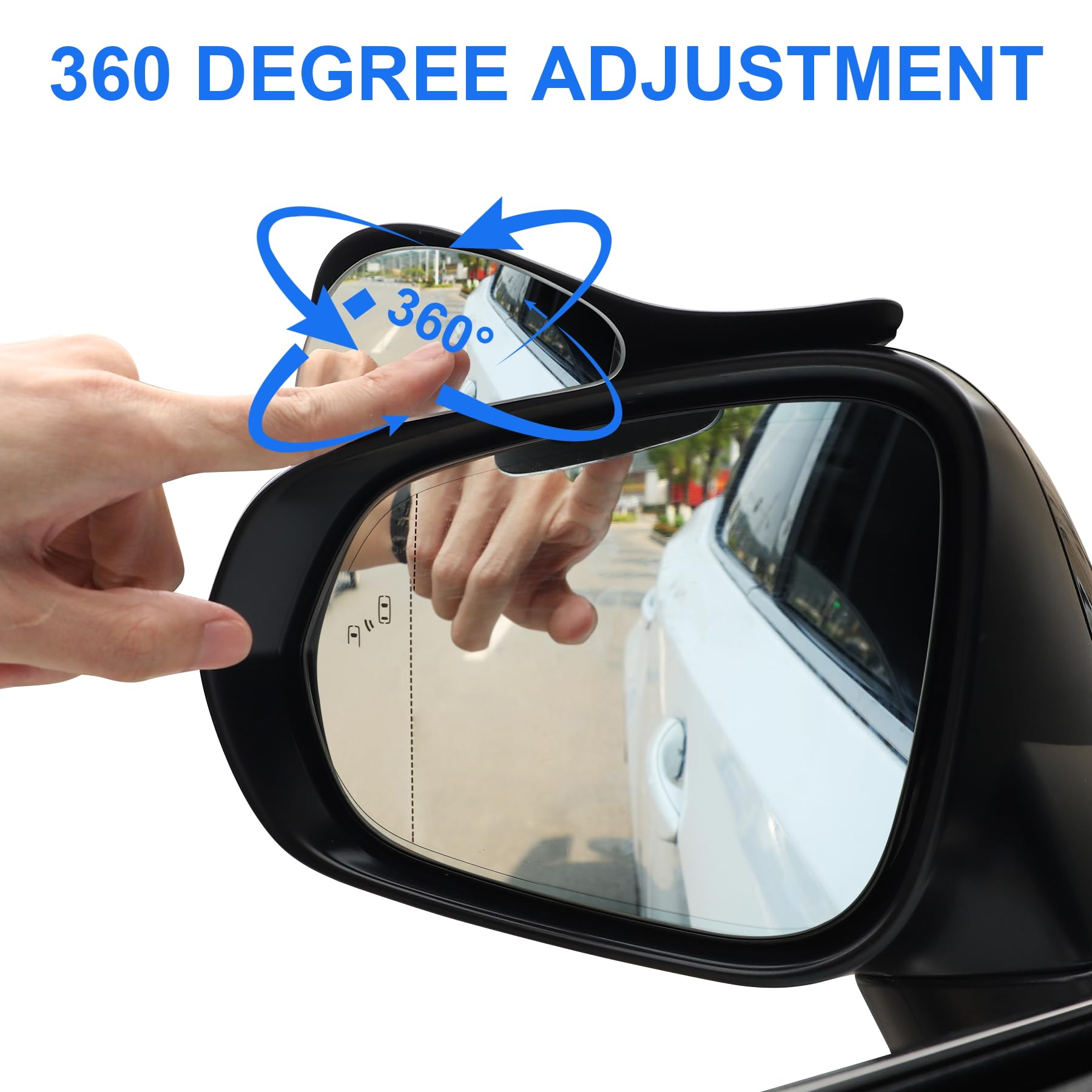 Livtee Blind Spot Mirror With Side Mirror Rain Guard, Carbon Fiber 2-In-1 Side Mirror Covers Kit With Wide Angle Adjustable Stic