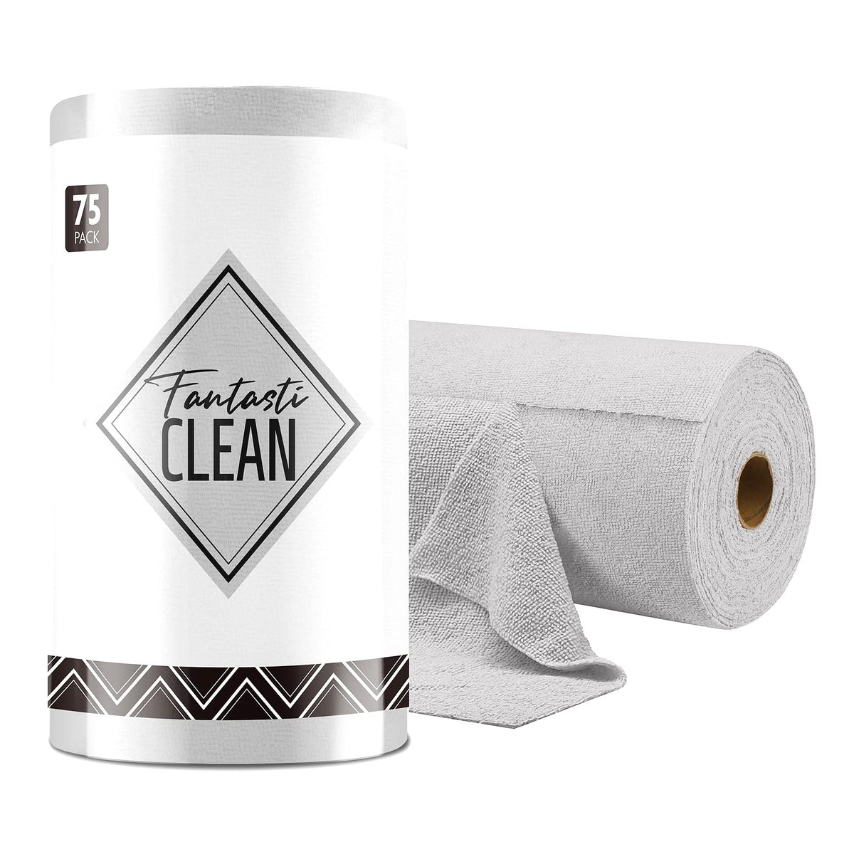 Fantasticlean Microfiber Cleaning Cloth Roll -75 Pack, Tear Away Towels, 12'' X 12'', Reusable Washable Rags (Grey)