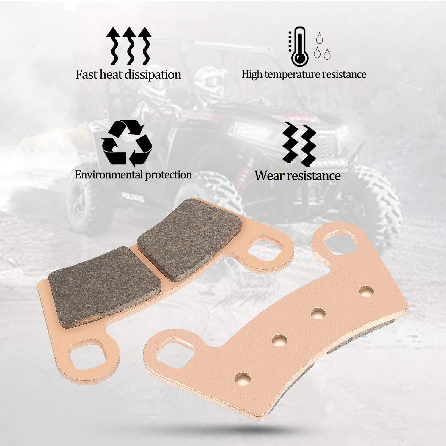 Ransoto Front & Rear Brake Pads Compatible With 2015-2024 Polaris Rzr 900 Rzr S 900 S 1000 Sintered Brake Pads Replaces 2203318 1911085 1911197 2206025 2203930 4 Set
