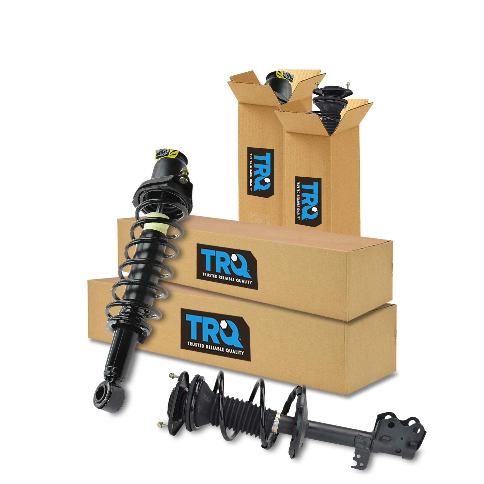 TRQ Front and Rear Strut & Coil Spring Assembly Set Driver & Passenger Sides Compatible with 04-09 Toyota Prius